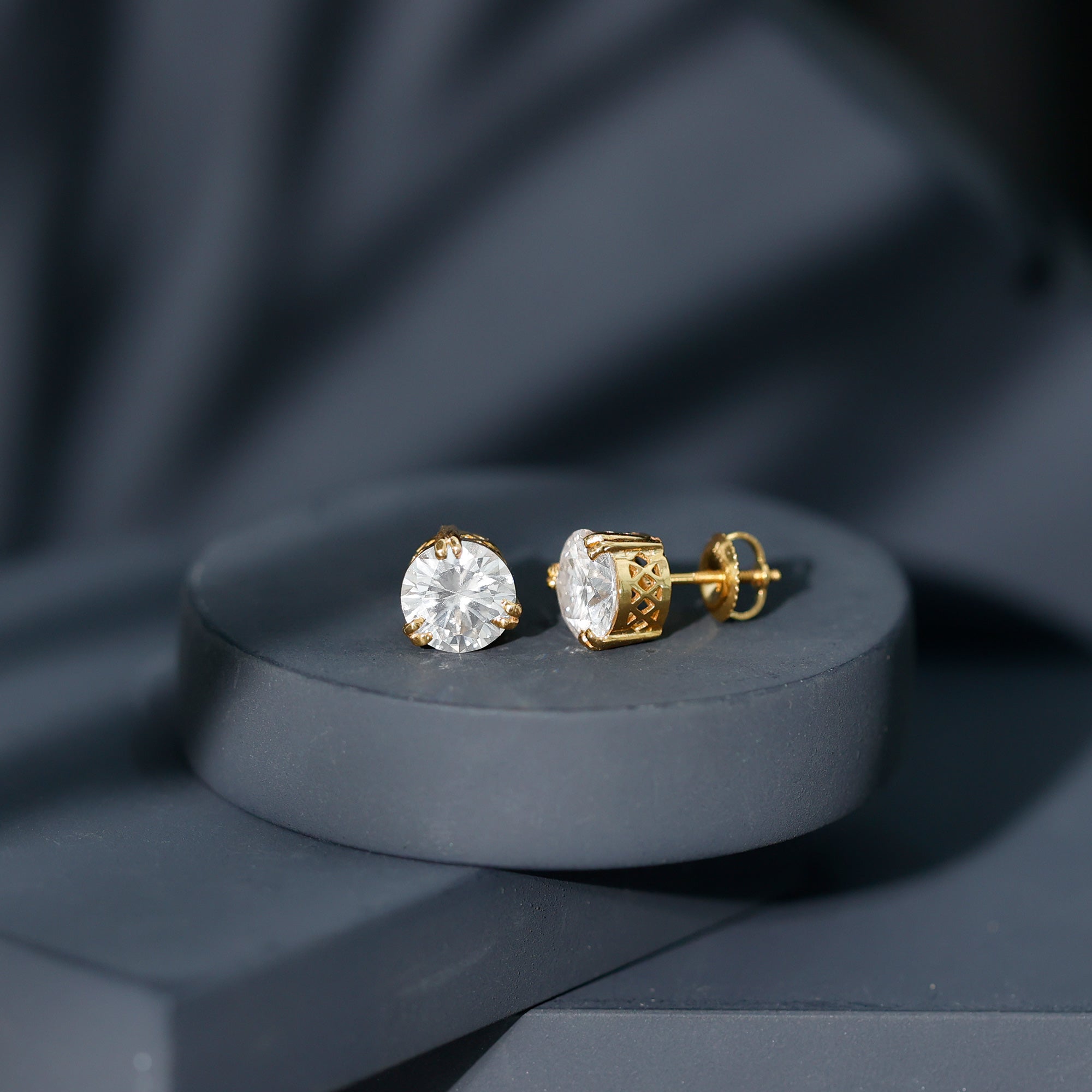 Rosec Jewels-Certified 8mm Round Diamond Studs with Screw Back