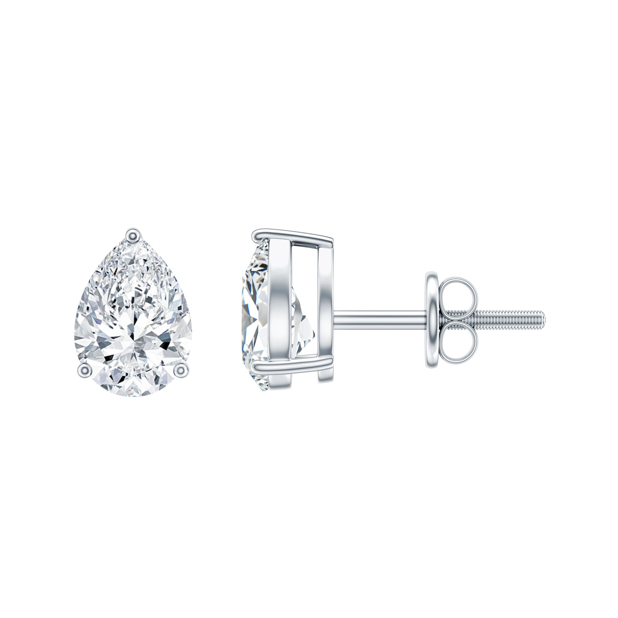 Certified 2 Carat Diamond Teardrop Earrings With Screw Back Lab - ( EF-VS ) - Rosec Jewels