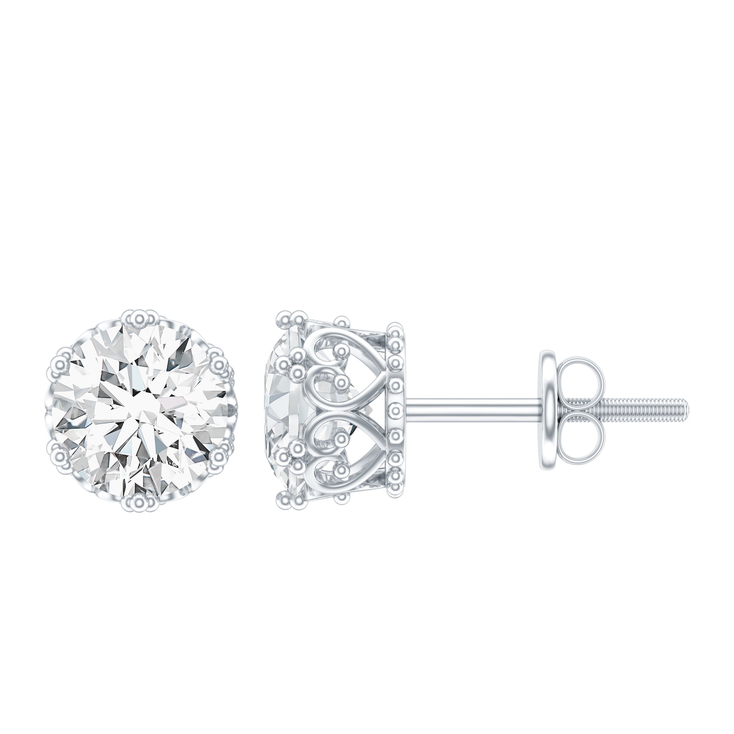 Certified Lab Created Diamond Crown Earrings for Women Lab - ( EF-VS ) - Rosec Jewels