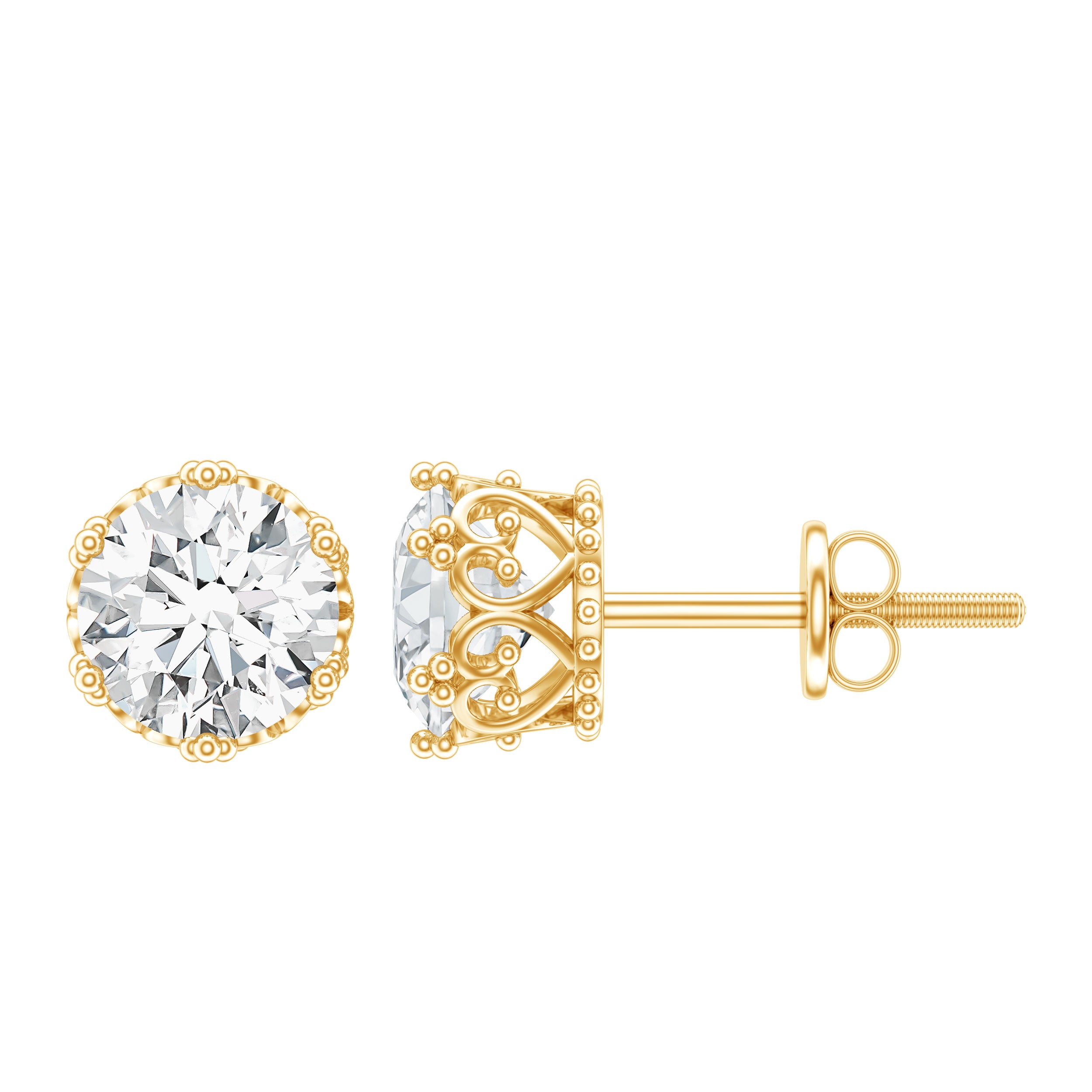 Certified Lab Created Diamond Crown Earrings for Women Lab - ( EF-VS ) - Rosec Jewels