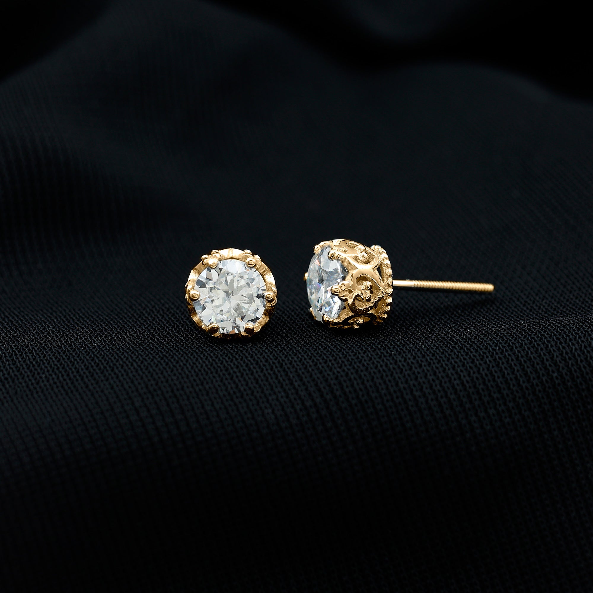 Certified Lab Created Diamond Crown Earrings for Women Lab - ( EF-VS ) - Rosec Jewels