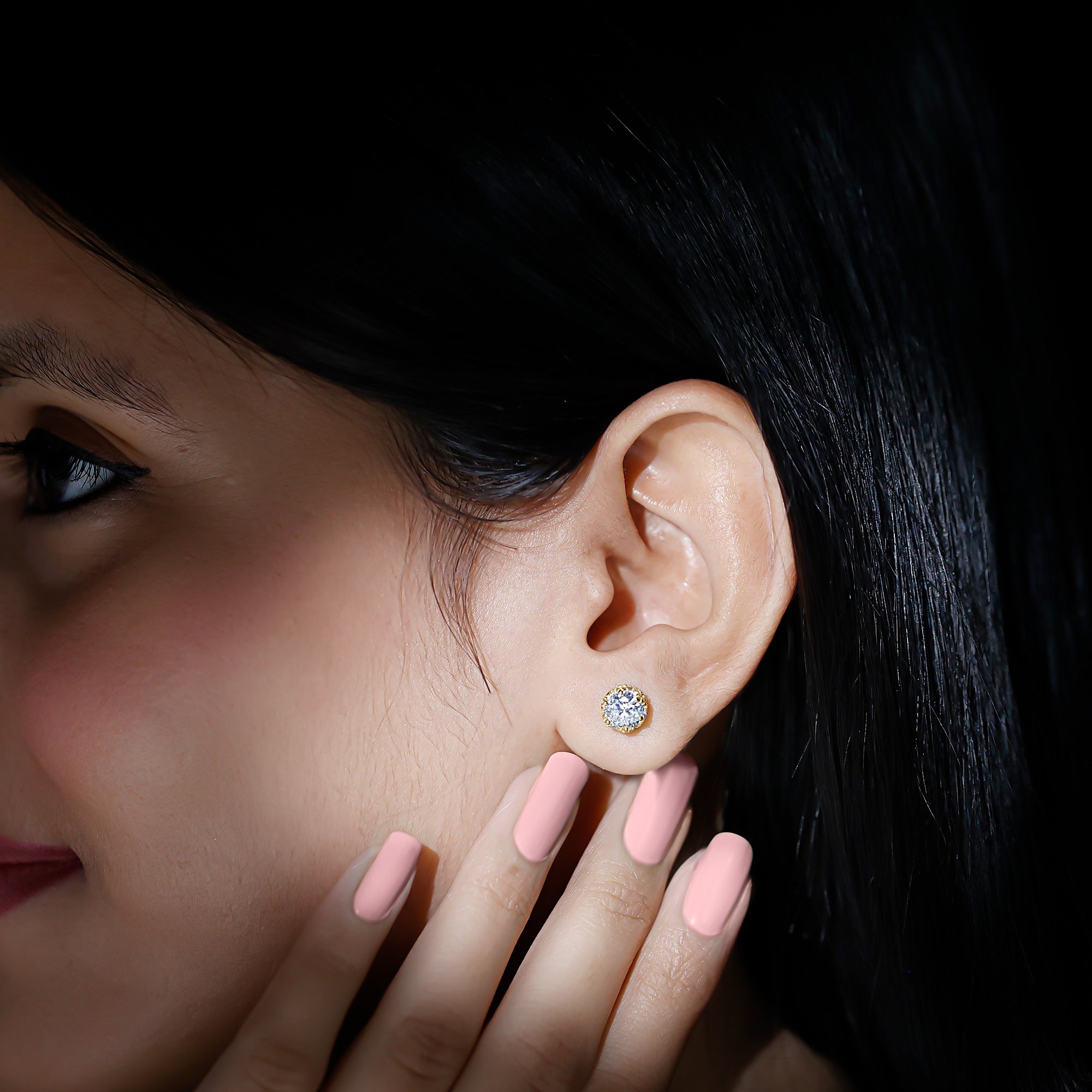 Rosec Jewels-Certified Lab Created Diamond Crown Earrings for Women