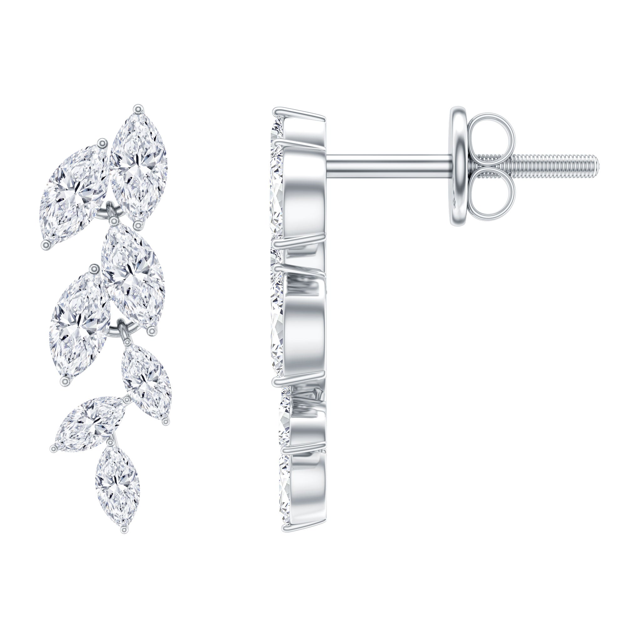 Certified Lab Grown Diamond Dangling Earrings for Women Lab - ( EF-VS ) - Rosec Jewels