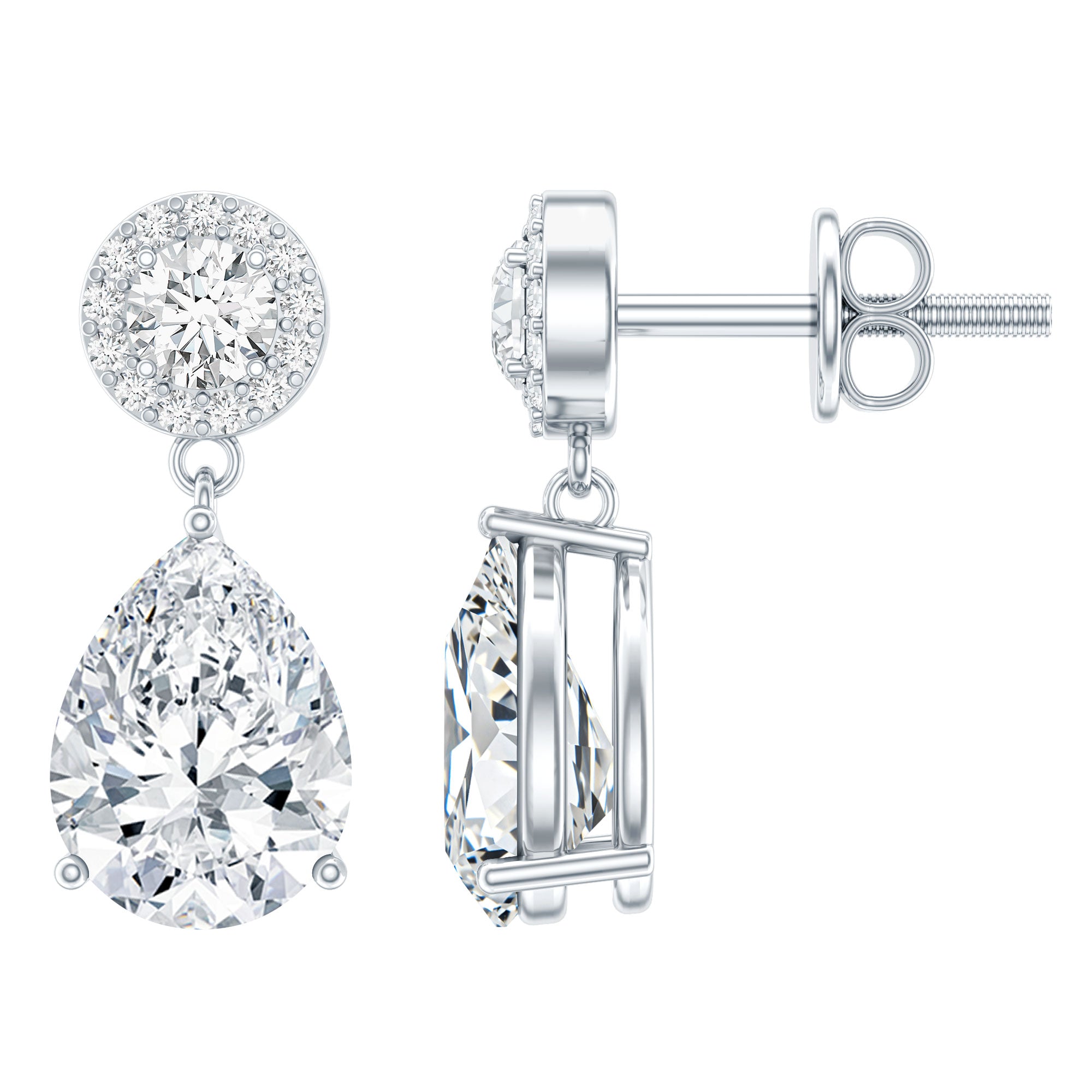 Certified Lab Grown Diamond Dangling Bridal Earrings Lab - ( EF-VS ) - Rosec Jewels
