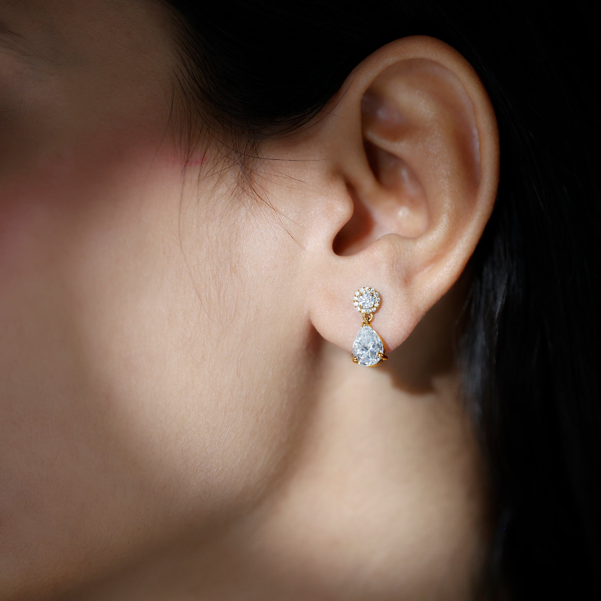 Certified Lab Grown Diamond Dangling Bridal Earrings Lab - ( EF-VS ) - Rosec Jewels