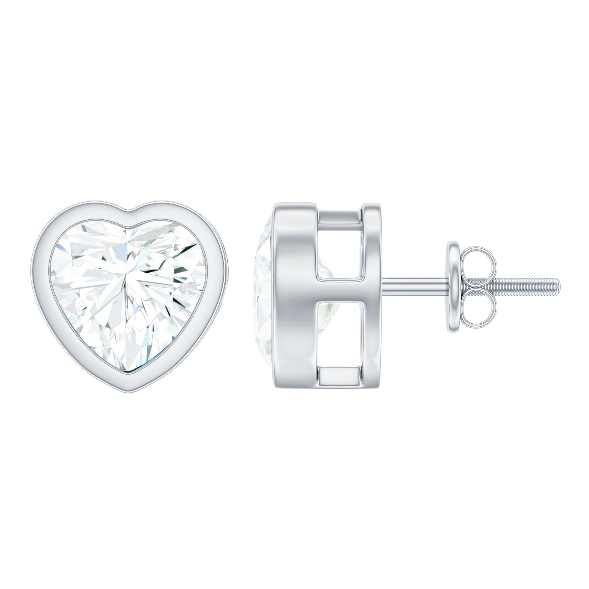 Rosec Jewels-Certified Bezel Set 7mm Lab Grown Diamond Heart Earrings