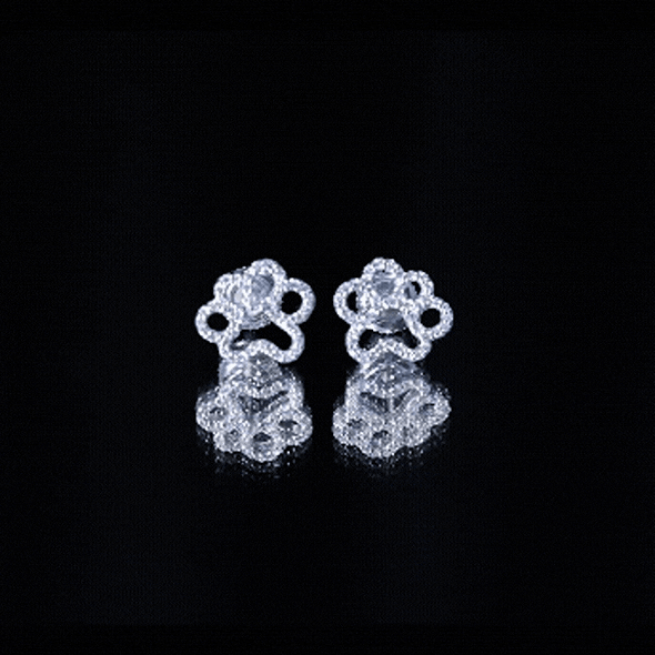 Lab Grown Diamond Paw Print Earrings For Women Lab - ( EF-VS ) - Rosec Jewels
