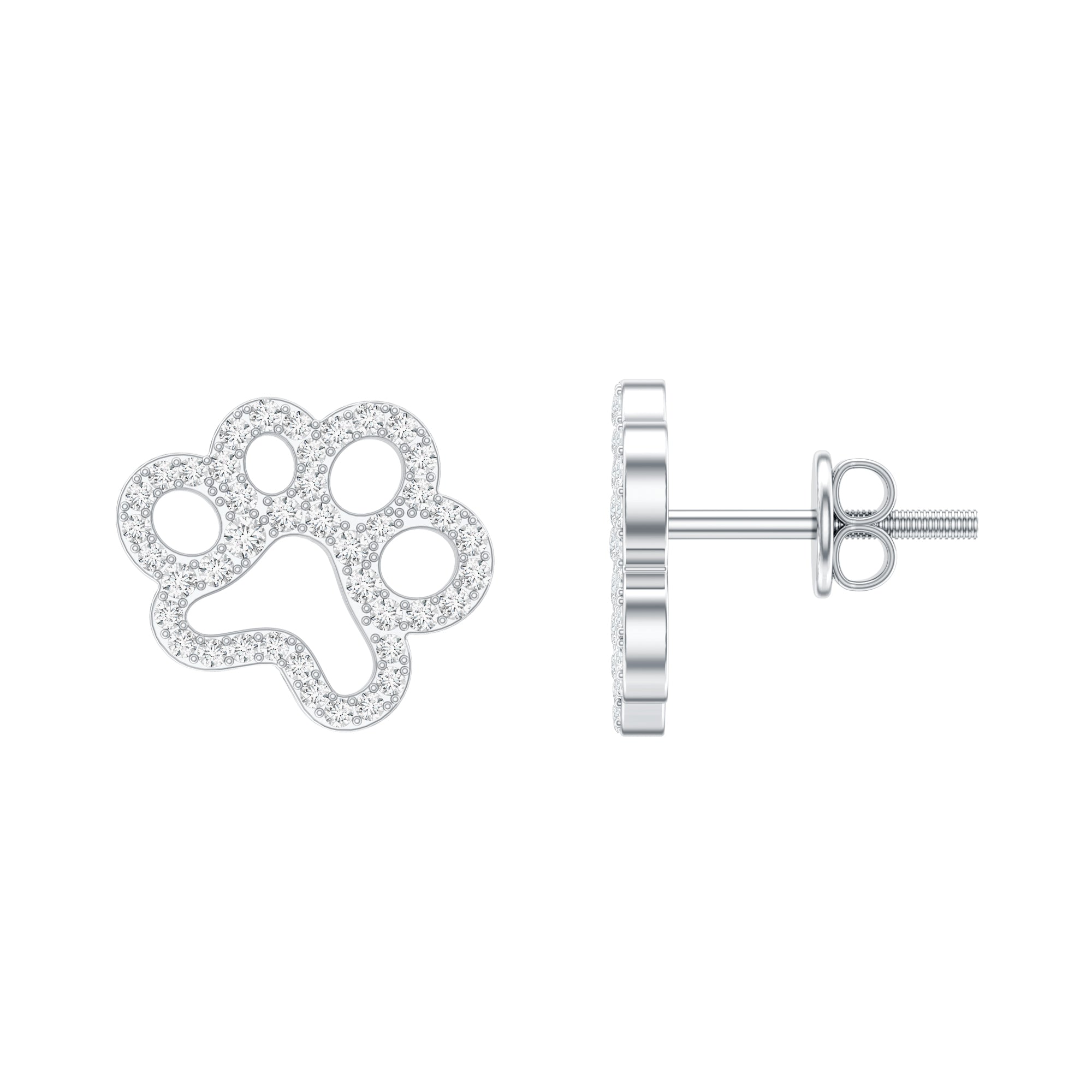 Lab Grown Diamond Paw Print Earrings For Women Lab - ( EF-VS ) - Rosec Jewels