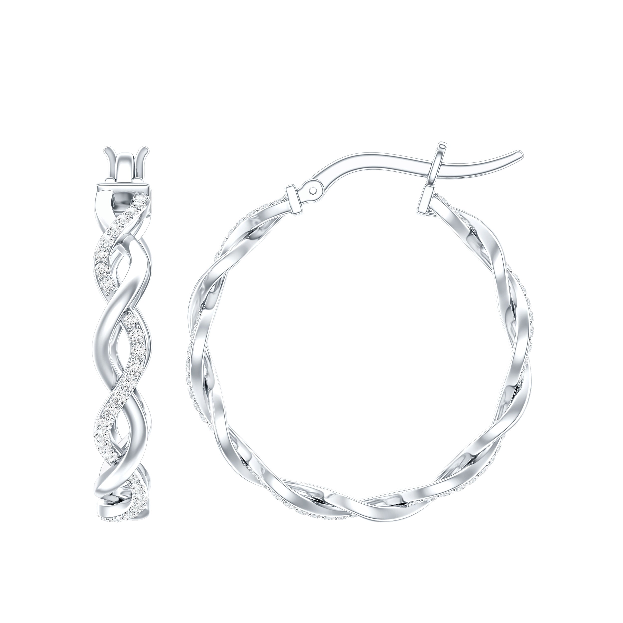 Certified Lab Created Diamond Hoops for Women Lab - ( EF-VS ) - Rosec Jewels