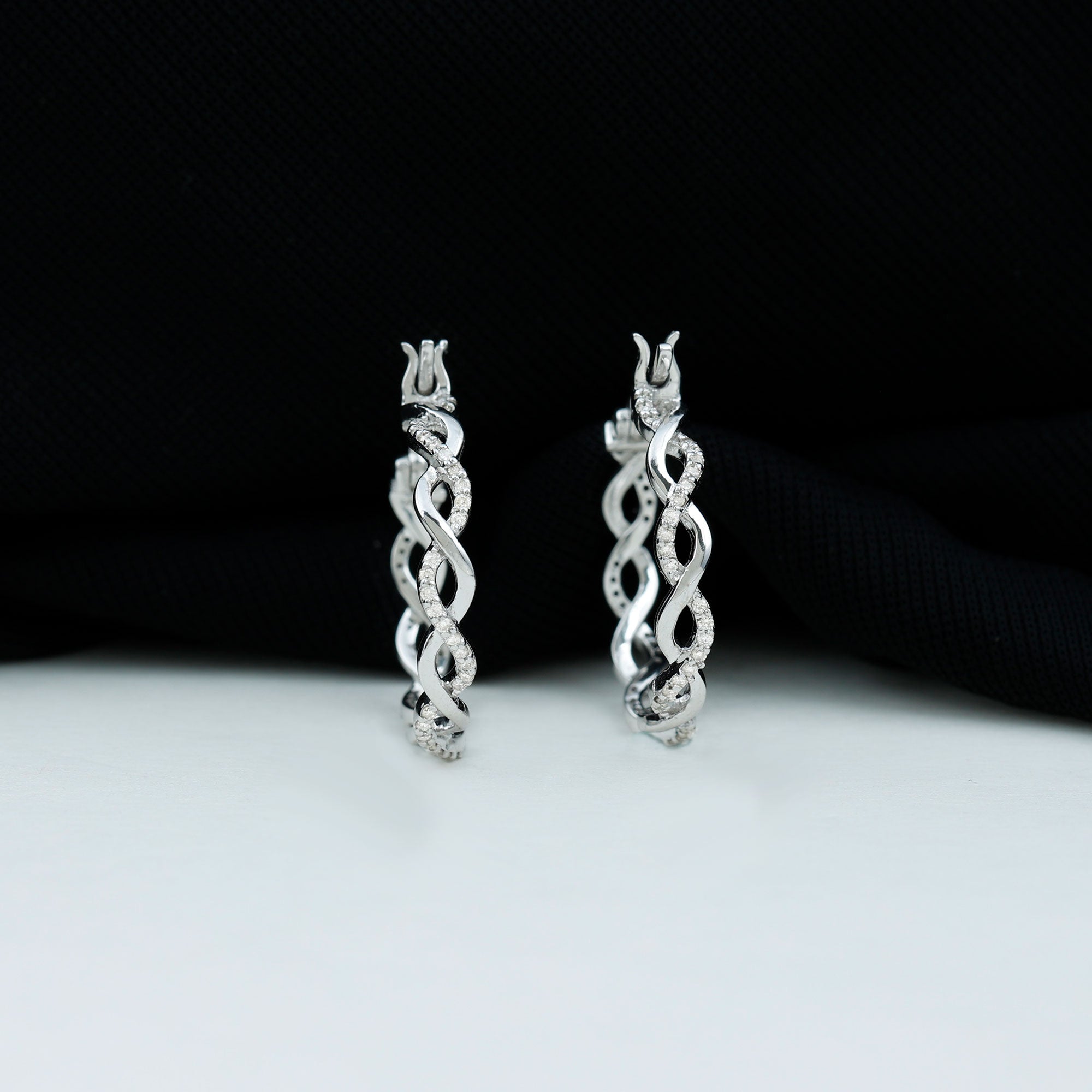 Certified Lab Created Diamond Hoops for Women Lab - ( EF-VS ) - Rosec Jewels