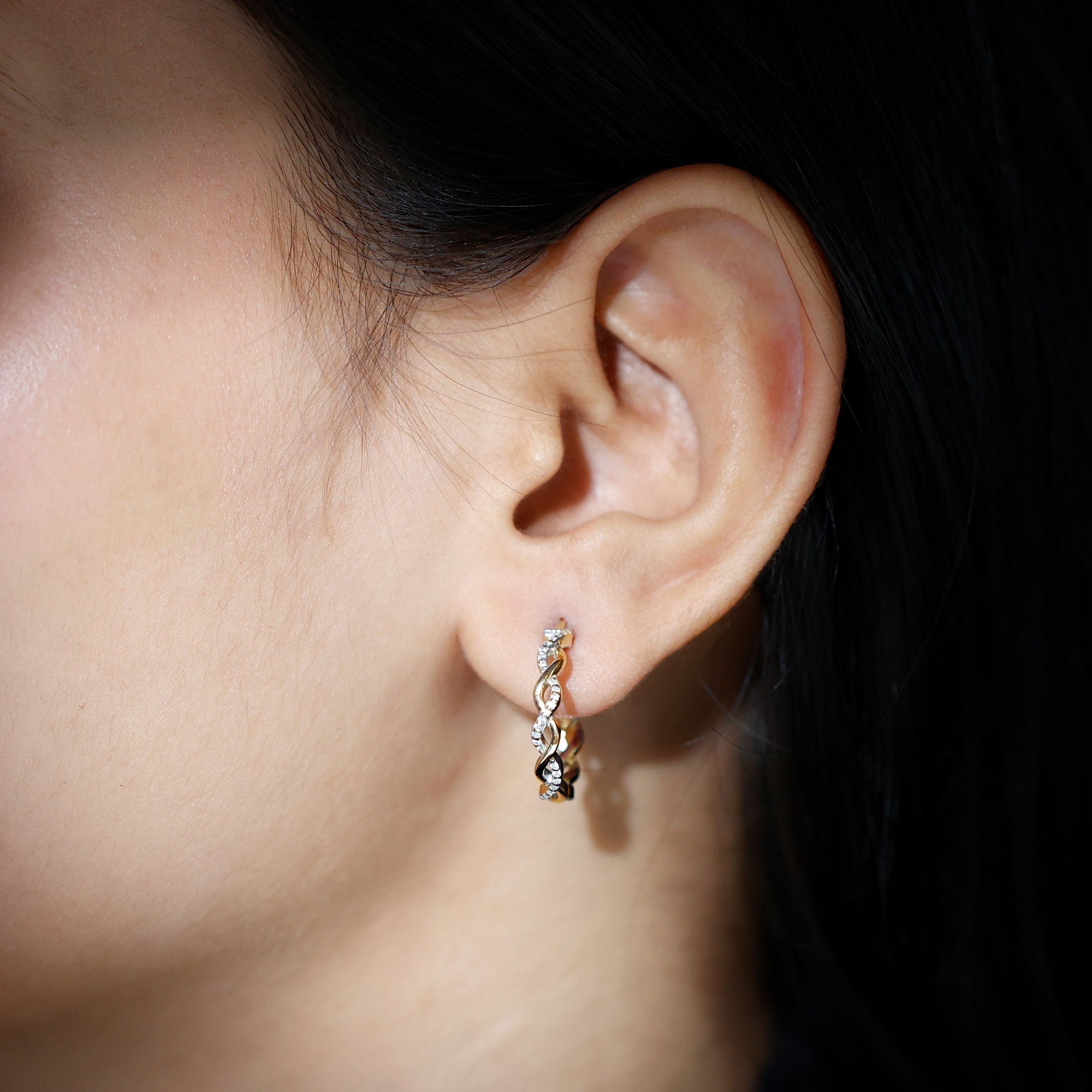 Certified Lab Created Diamond Hoops for Women Lab - ( EF-VS ) - Rosec Jewels