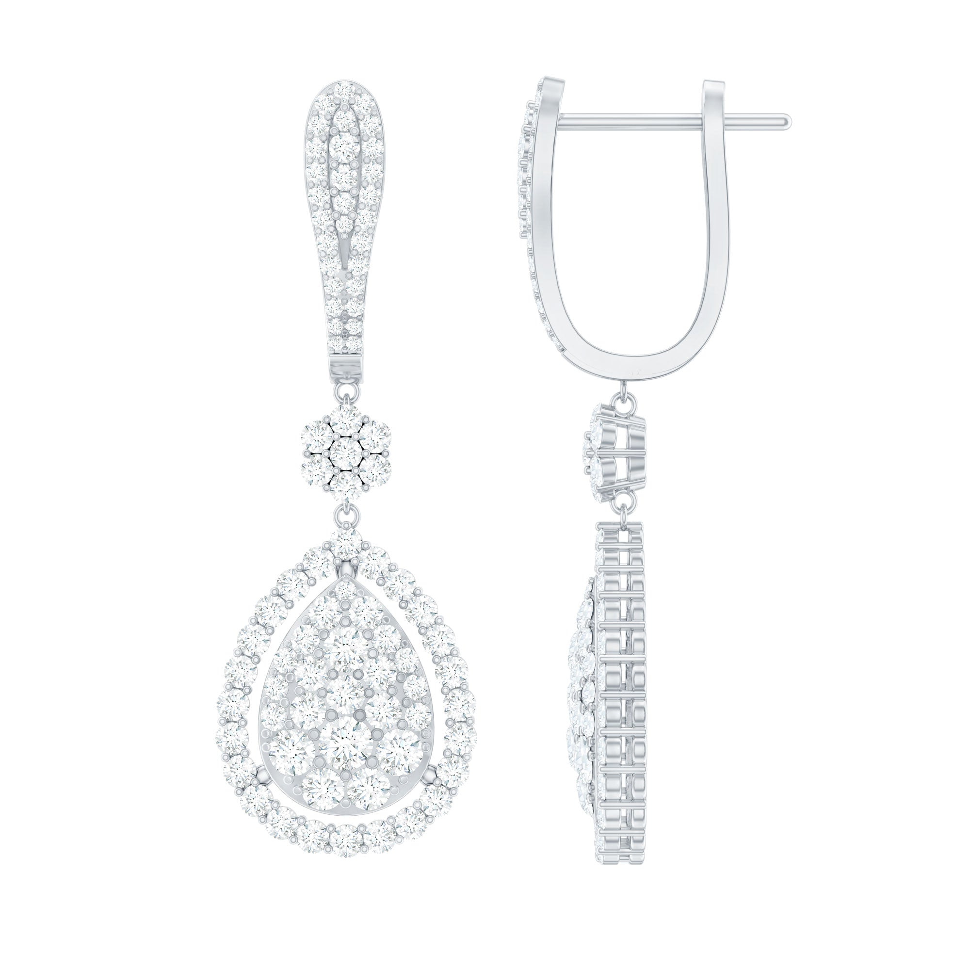 Lab Grown Diamond Bridal Drop Earrings Lab - ( EF-VS ) - Rosec Jewels