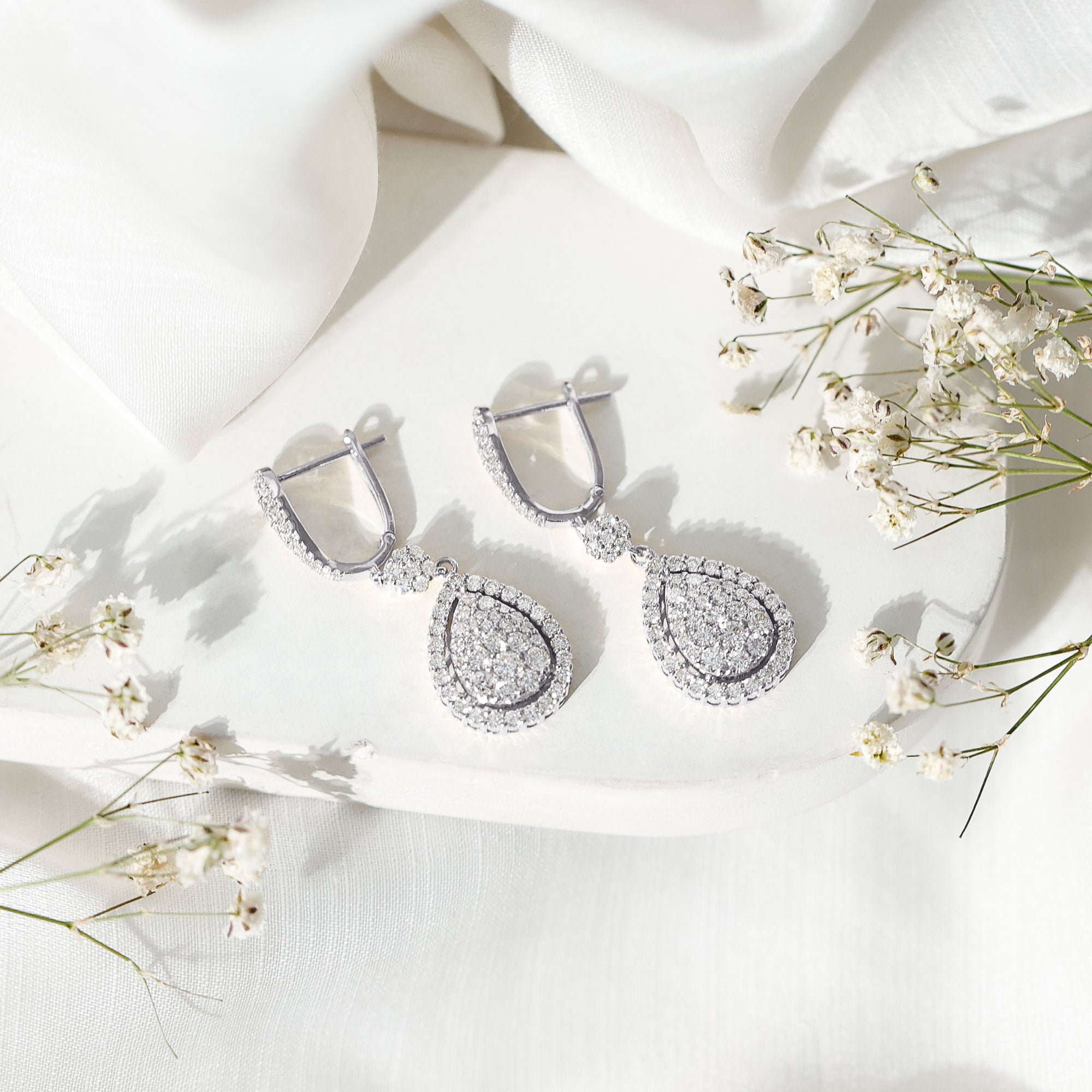 Lab Grown Diamond Bridal Drop Earrings Lab - ( EF-VS ) - Rosec Jewels