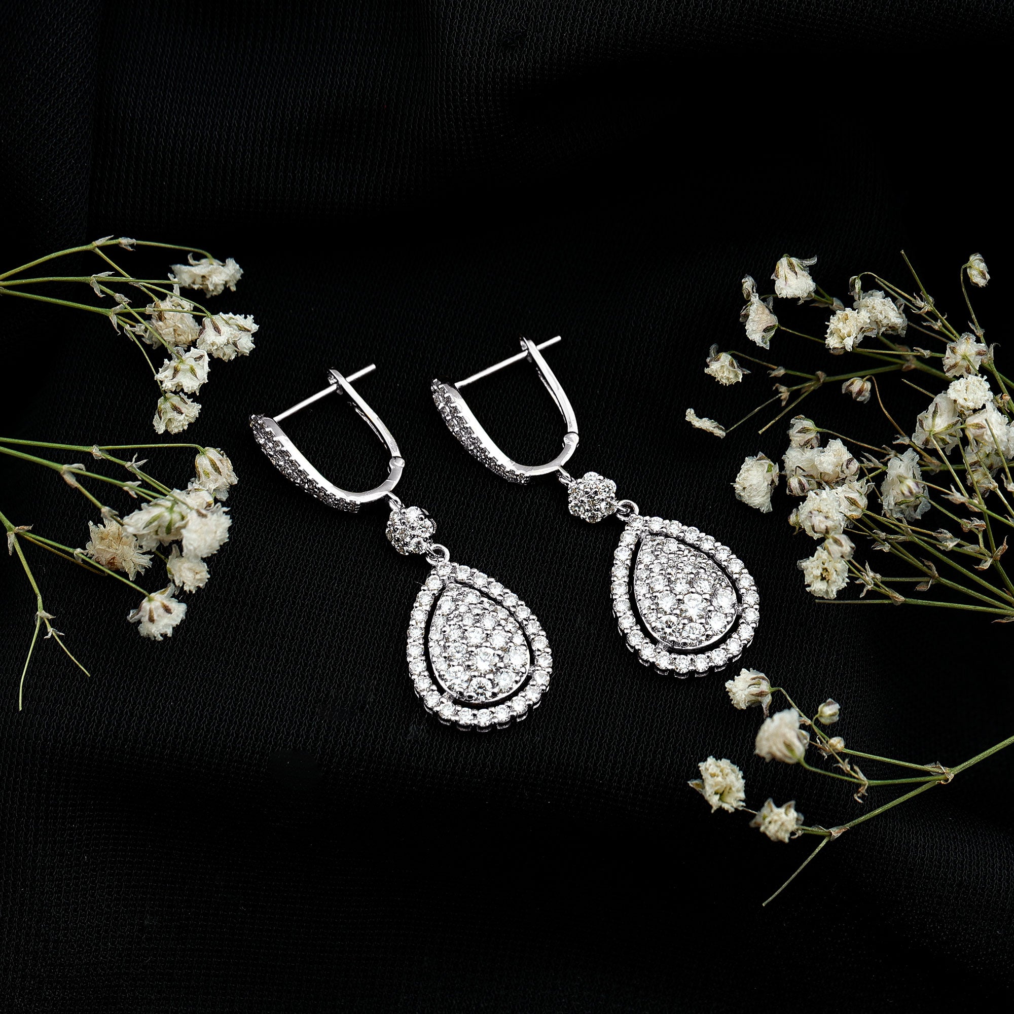 Lab Grown Diamond Bridal Drop Earrings Lab - ( EF-VS ) - Rosec Jewels