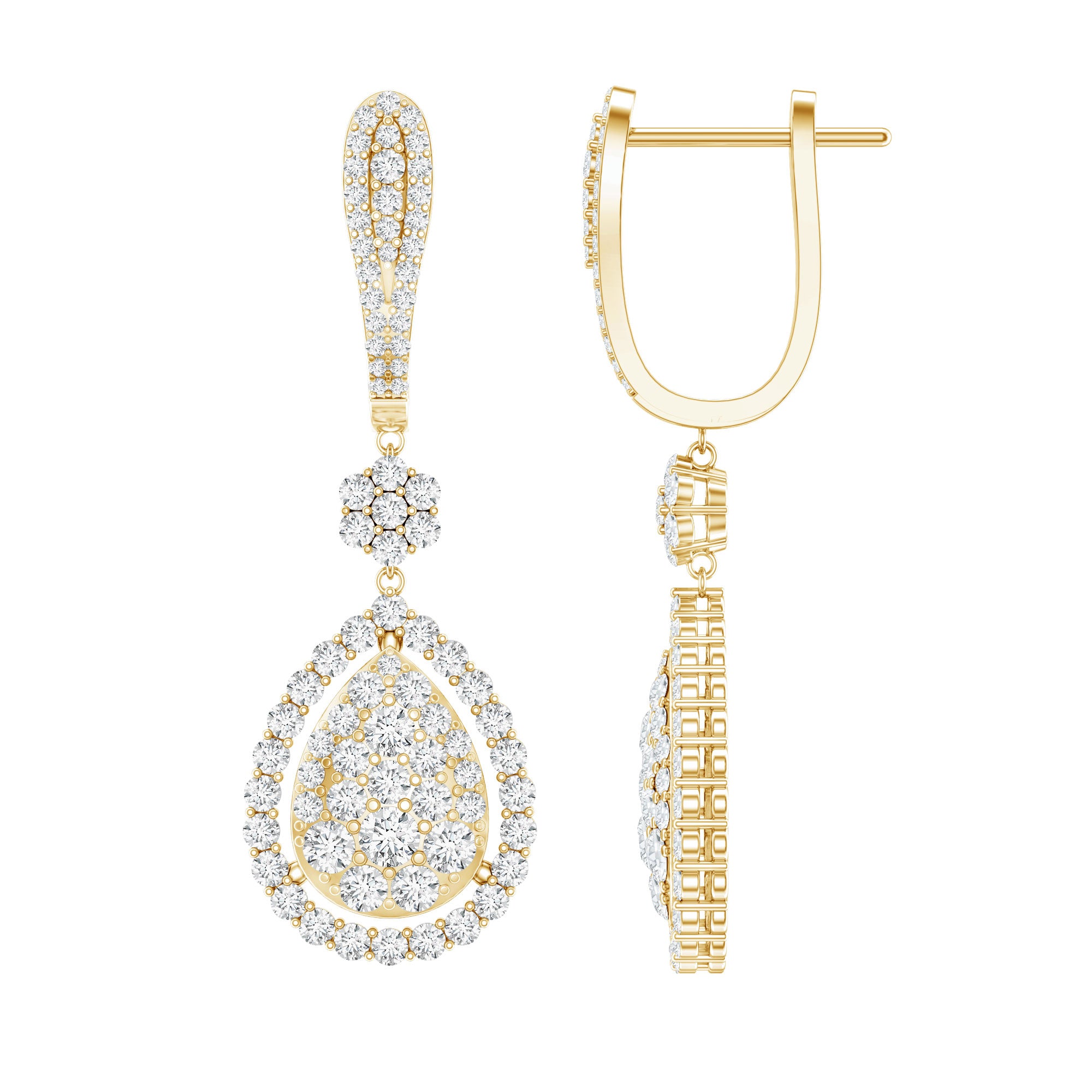 Lab Grown Diamond Bridal Drop Earrings Lab - ( EF-VS ) - Rosec Jewels