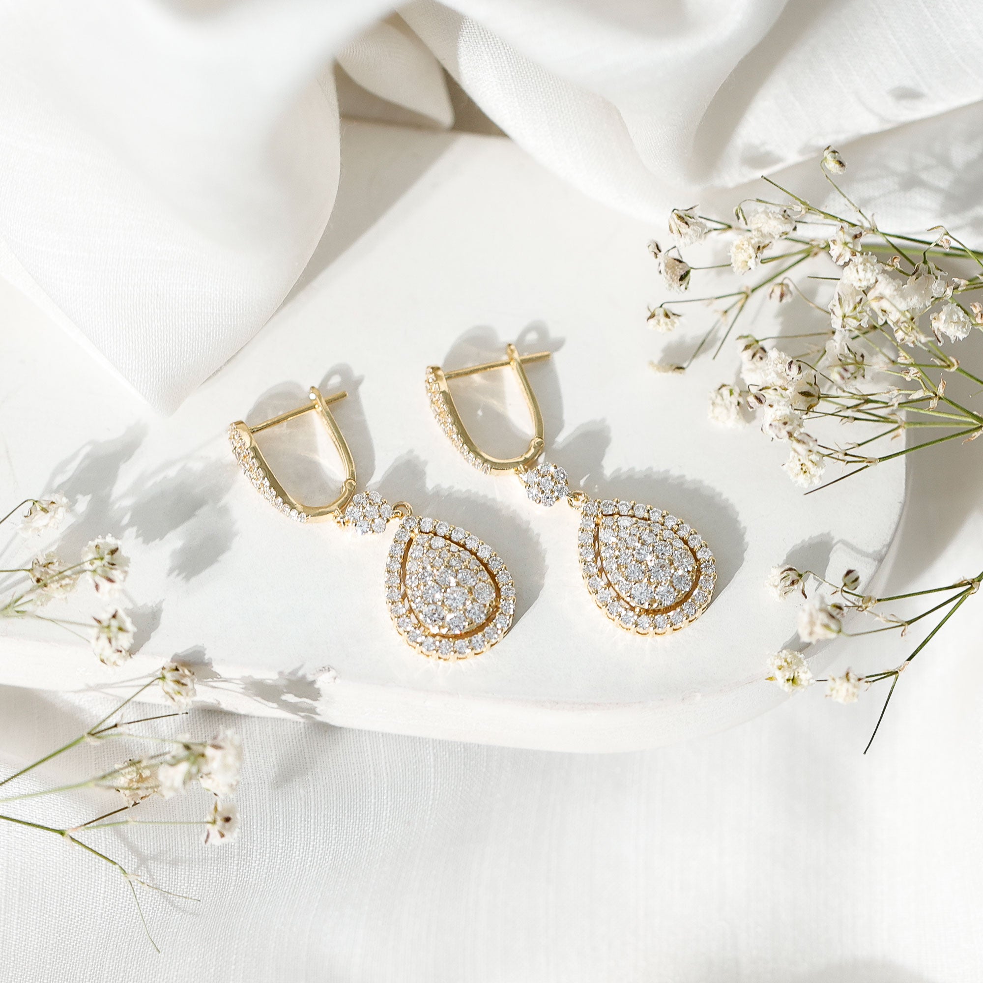 Lab Grown Diamond Bridal Drop Earrings Lab - ( EF-VS ) - Rosec Jewels