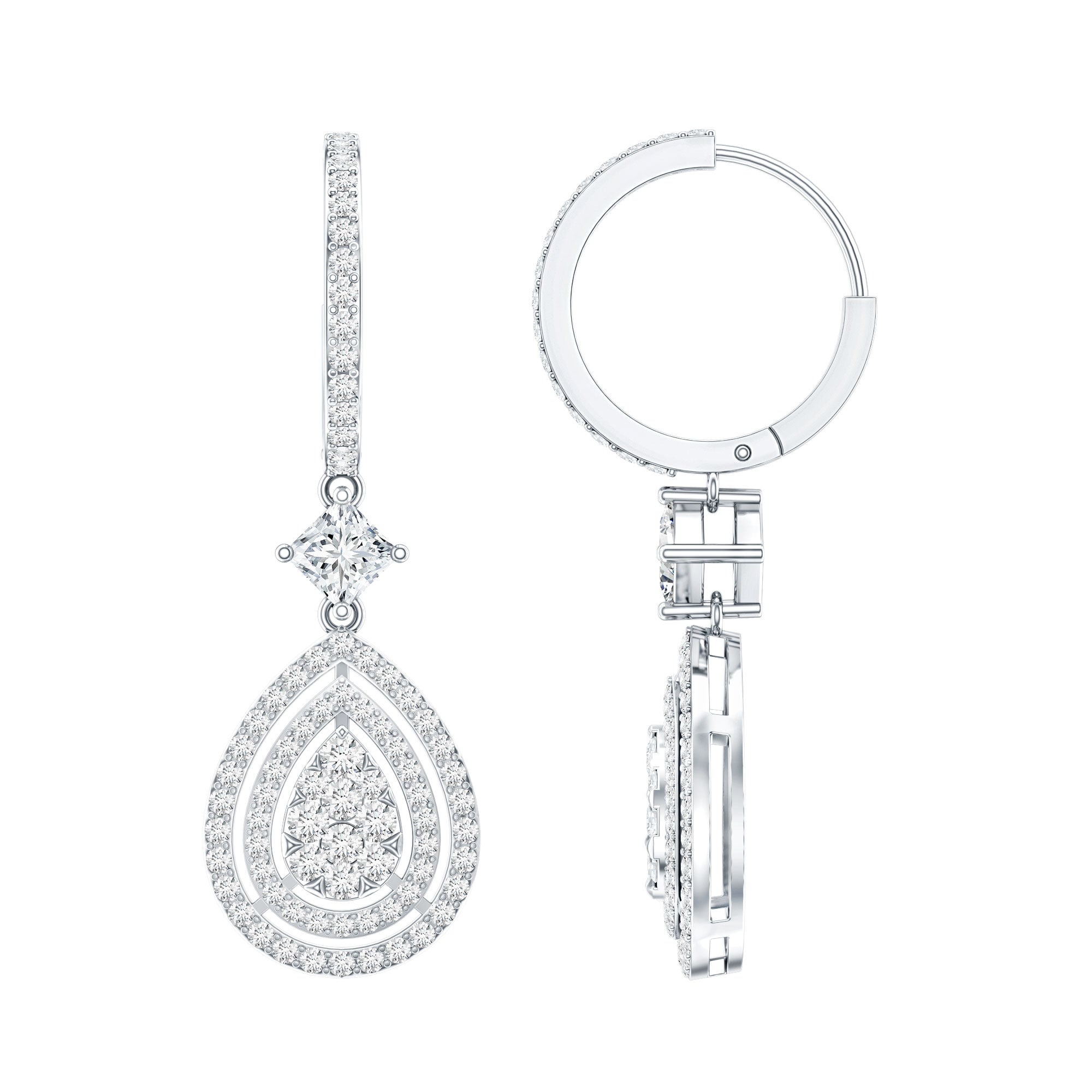 Certified Lab Created Diamond Wedding Earrings For Bride Lab - ( EF-VS ) - Rosec Jewels