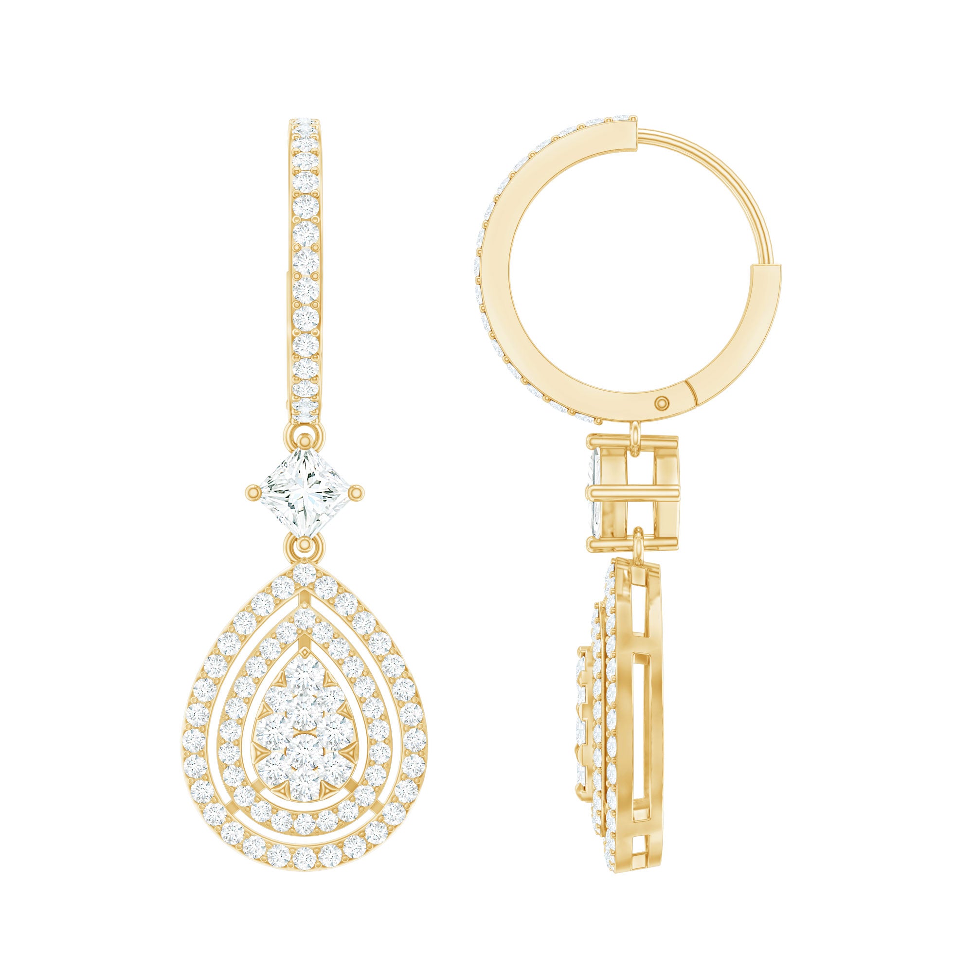 Certified Lab Created Diamond Wedding Earrings For Bride Lab - ( EF-VS ) - Rosec Jewels