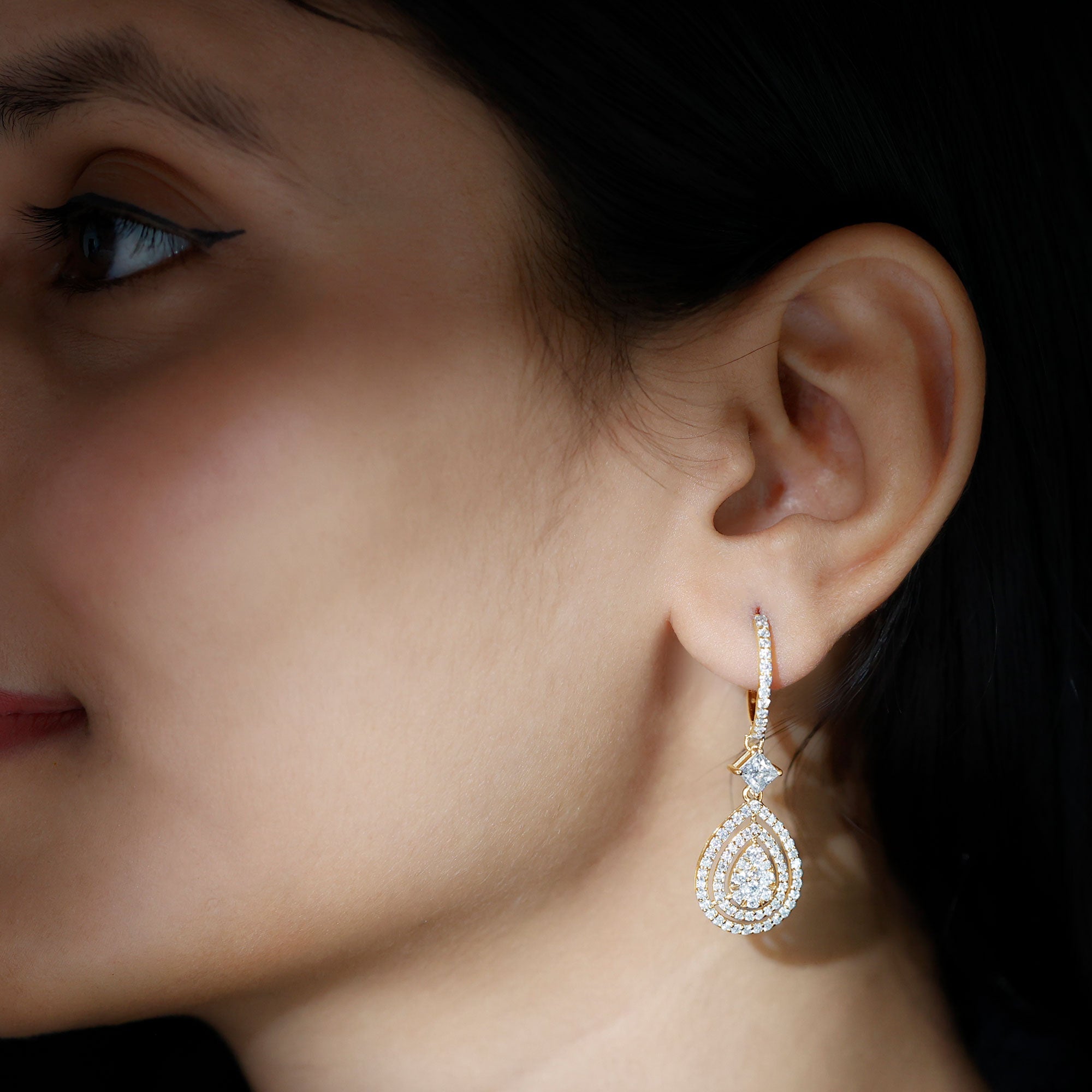Certified Lab Created Diamond Wedding Earrings For Bride Lab - ( EF-VS ) - Rosec Jewels
