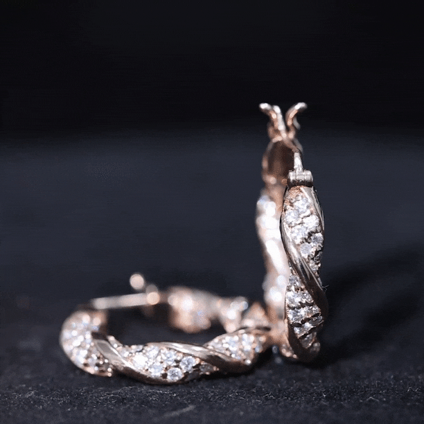 Certified Lab Grown Diamond Twisted Hoop Earrings for Women Lab - ( EF-VS ) - Rosec Jewels