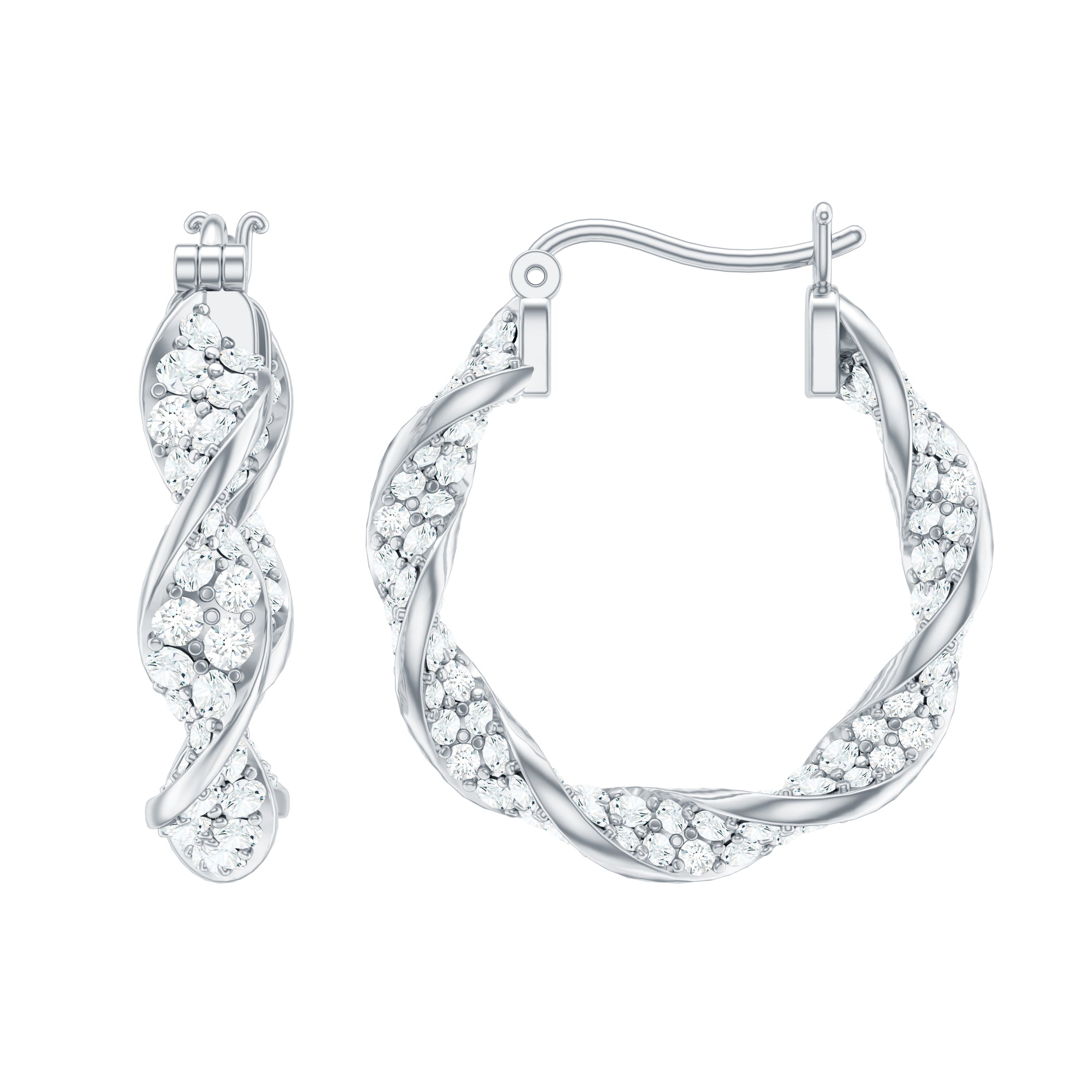 Certified Lab Grown Diamond Twisted Hoop Earrings for Women Lab - ( EF-VS ) - Rosec Jewels