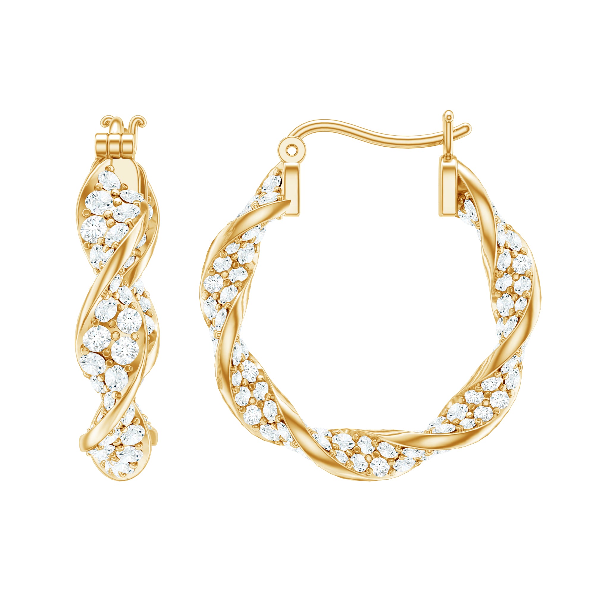Certified Lab Grown Diamond Twisted Hoop Earrings for Women Lab - ( EF-VS ) - Rosec Jewels