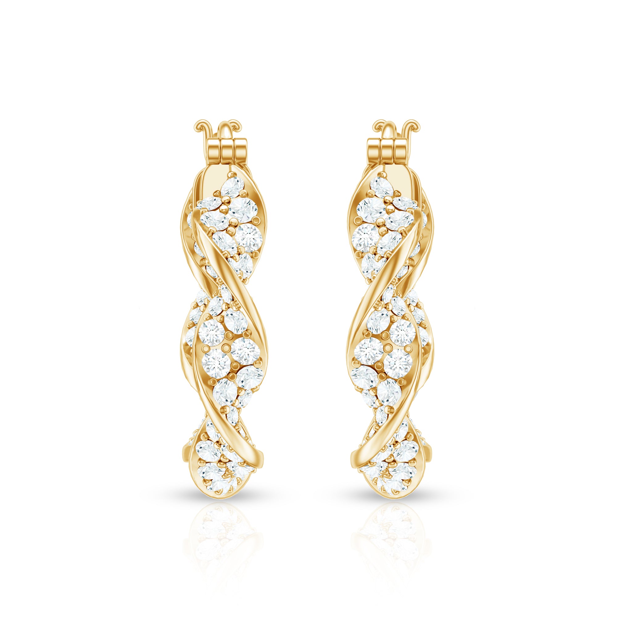 Certified Lab Grown Diamond Twisted Hoop Earrings for Women Lab - ( EF-VS ) - Rosec Jewels
