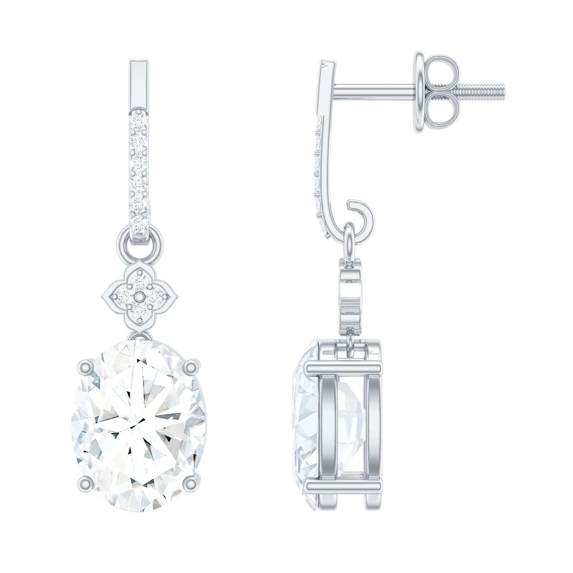 Oval Cut Lab Grown Diamond Dangling Earrings For Bride