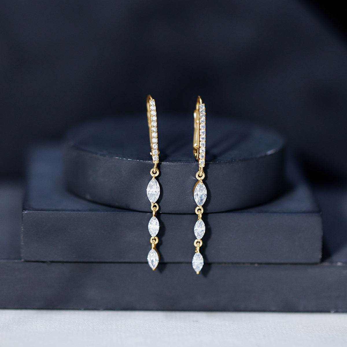 Certified Lab Grown Diamond Long Dangle Earrings for Bride Lab - ( EF-VS ) - Rosec Jewels