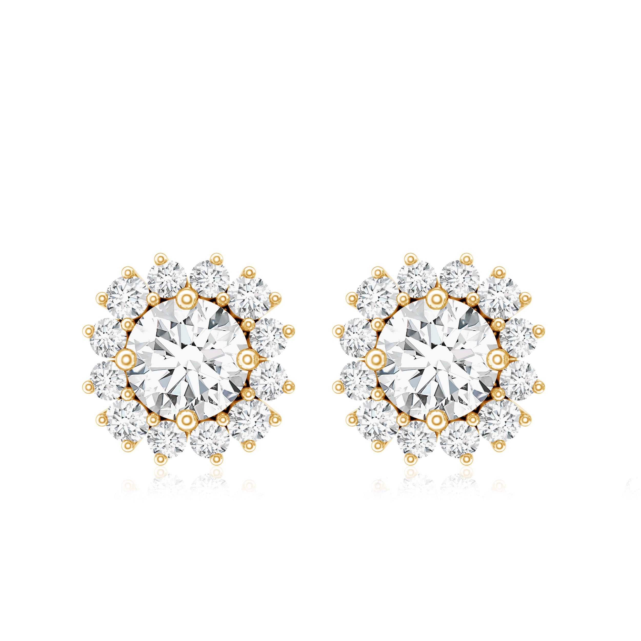 Round 1 Carat Moissanite Halo Stud Earrings for Women D-VS1 - Rosec Jewels