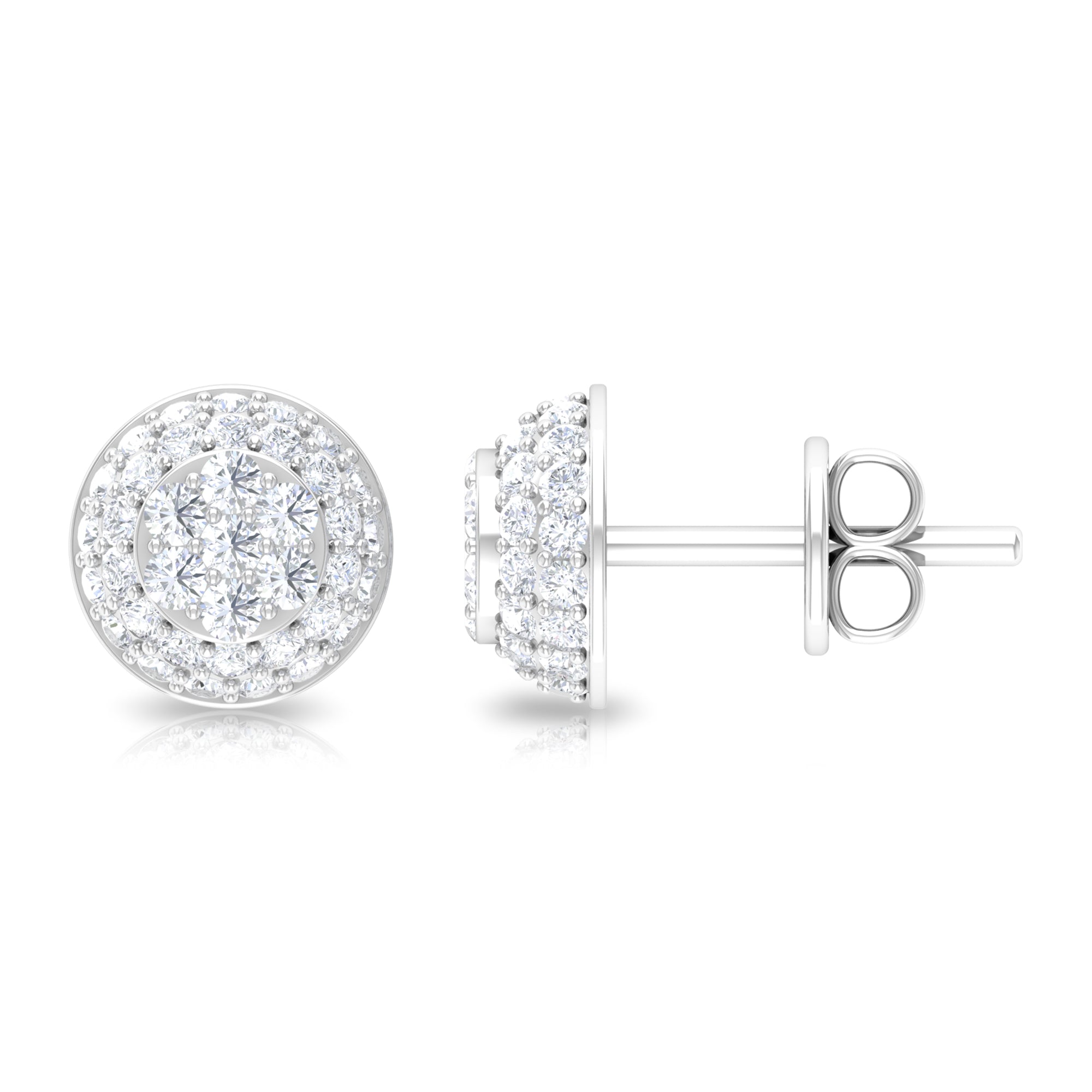 Certified Diamond Bridal Stud Earring with Screw Back Natural - ( HI-SI ) - Rosec Jewels