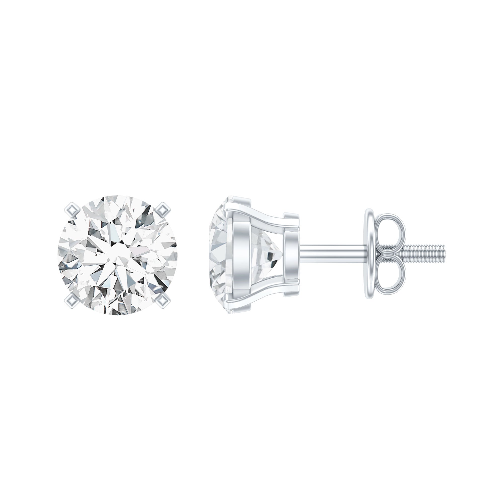 Boucles d'oreilles à tige solitaire moissanite de forme ronde