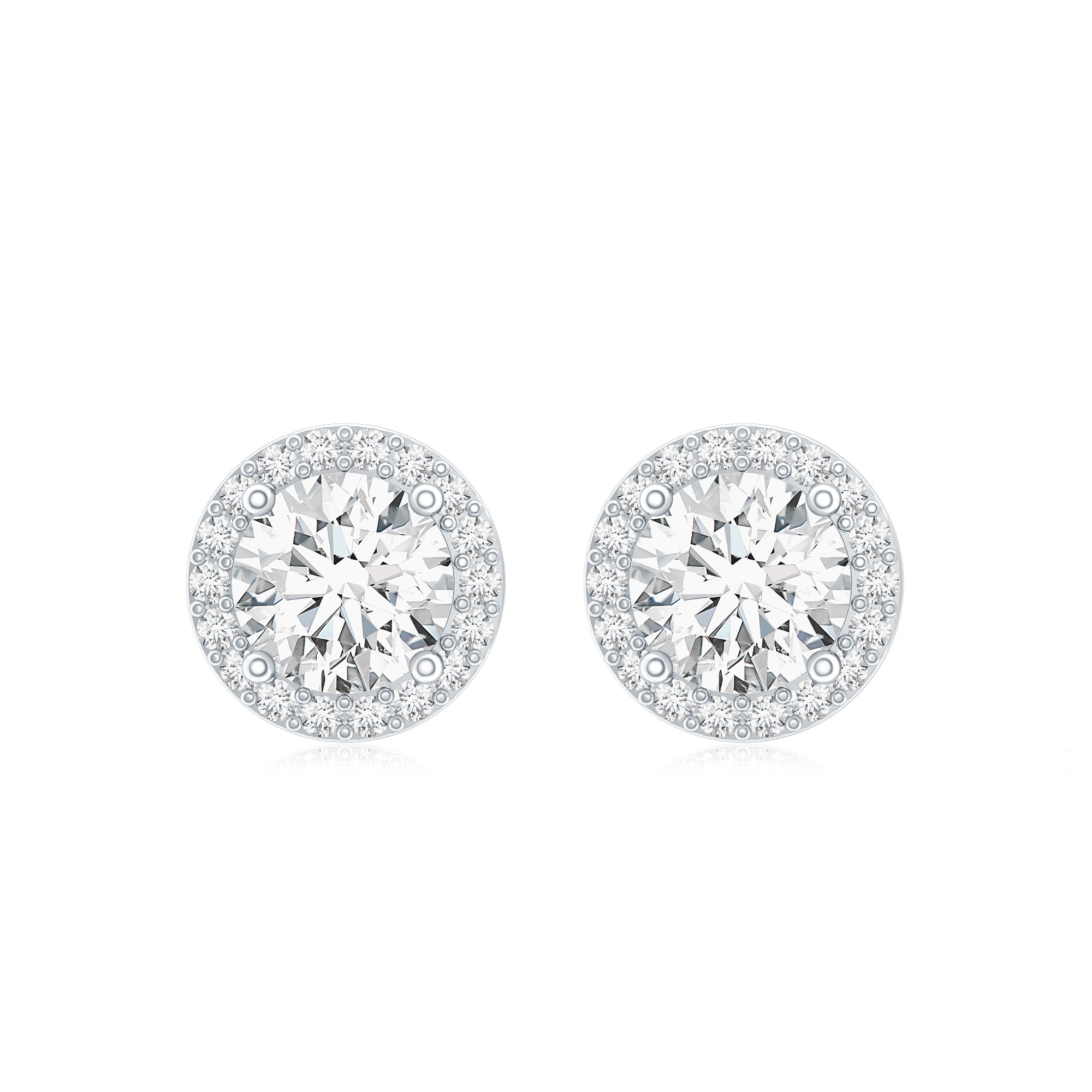 3 CT Certified Moissanite Minimal Stud Earrings with Halo in Gold D-VS1 - Rosec Jewels