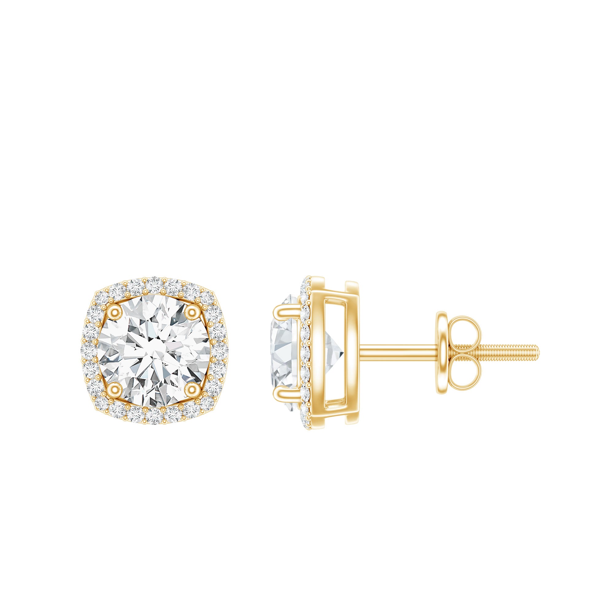 2.25 CT Round Shape Moissanite Stud Earrings with Halo D-VS1 - Rosec Jewels