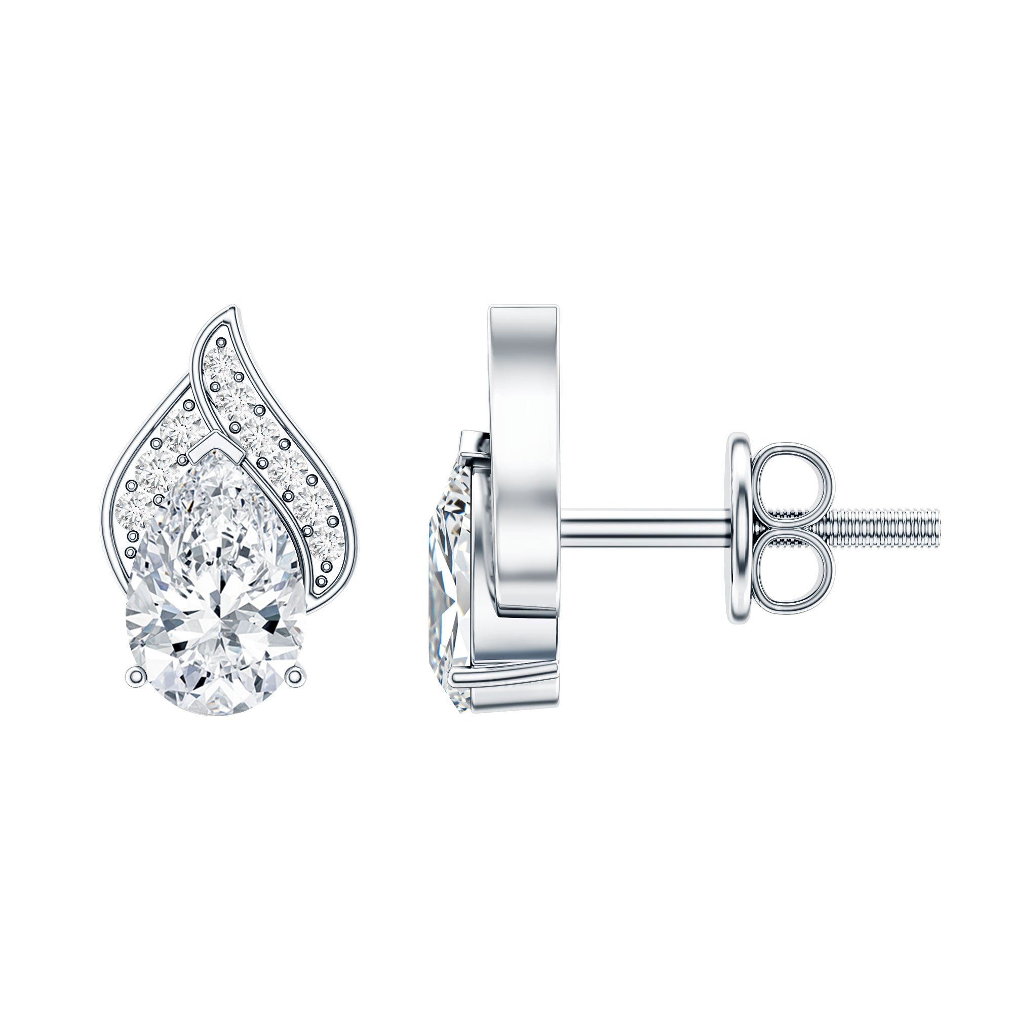 Classic 1.5 Carat Moissanite Stud Earrings with Screw Back D-VS1 - Rosec Jewels