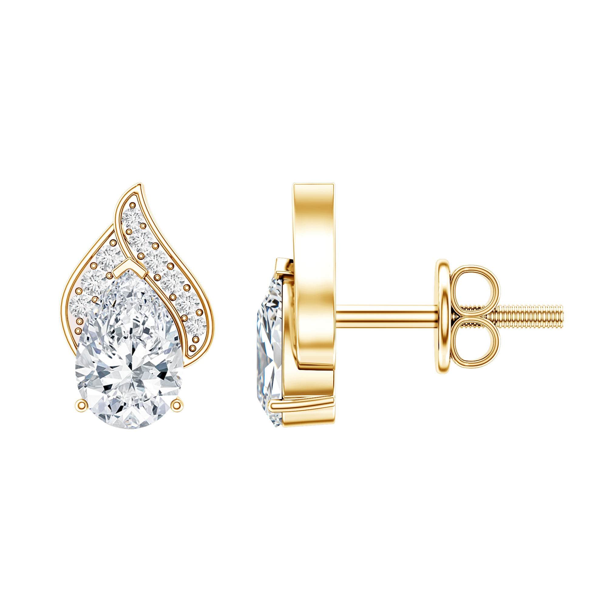 Classic 1.5 Carat Moissanite Stud Earrings with Screw Back D-VS1 - Rosec Jewels