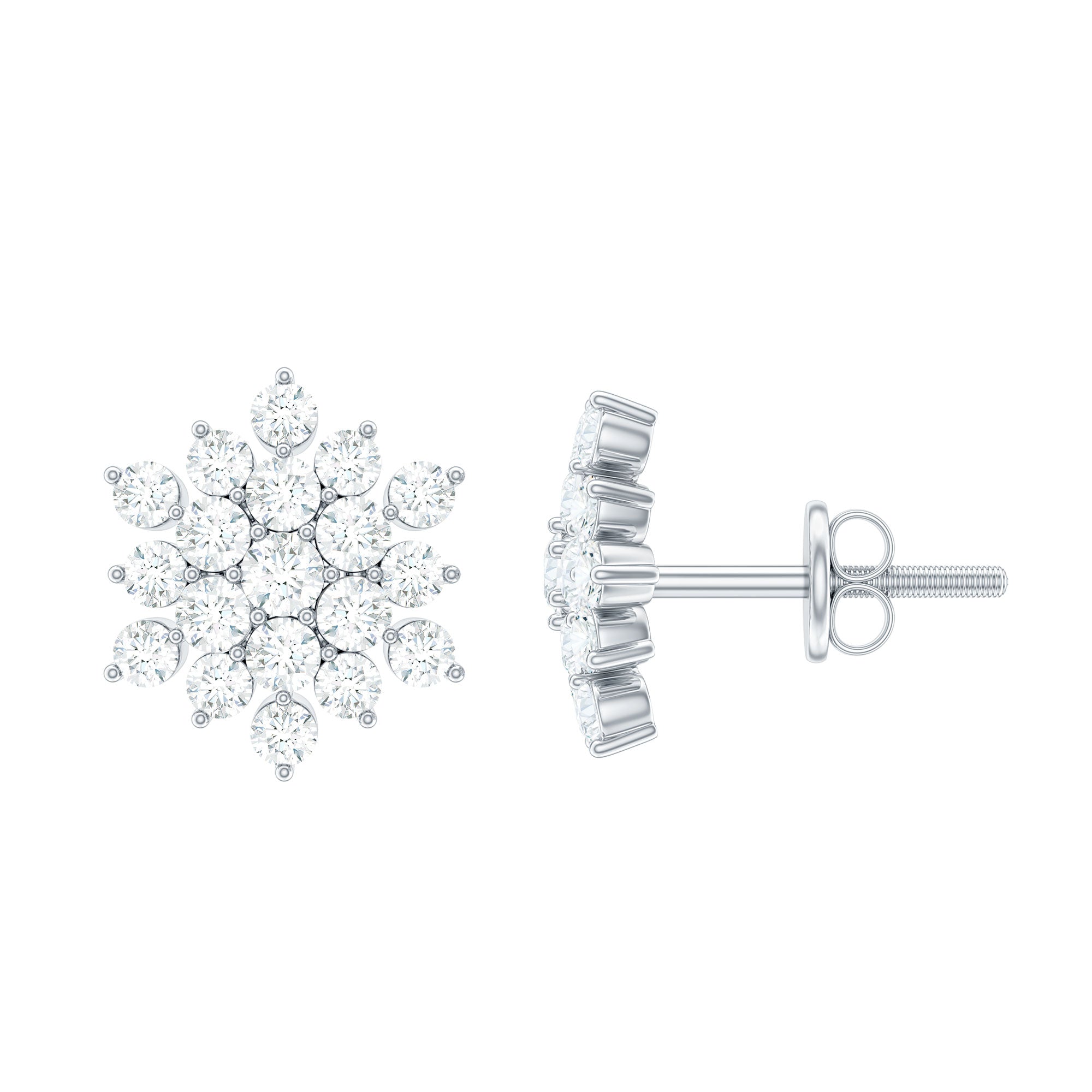 Certified Moissanite Modern Cluster Stud Earrings