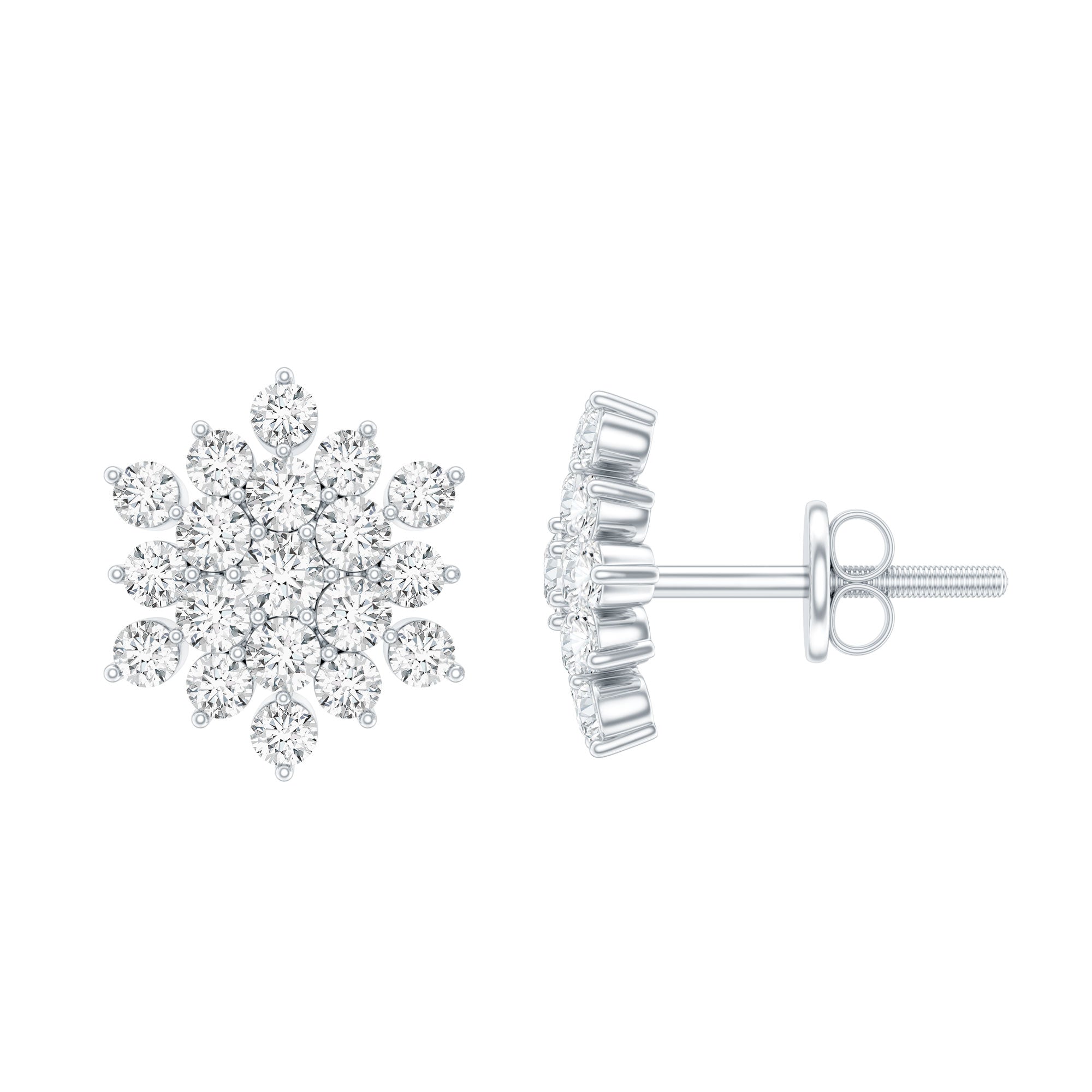 Certified Moissanite Cluster Stud Earrings for Women D-VS1 - Rosec Jewels