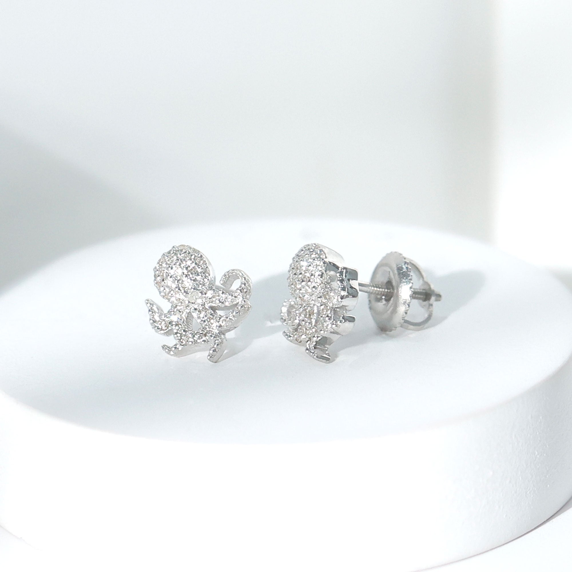 Real Diamond Octopus Stud Earrings for Women Natural - ( HI-SI ) - Rosec Jewels