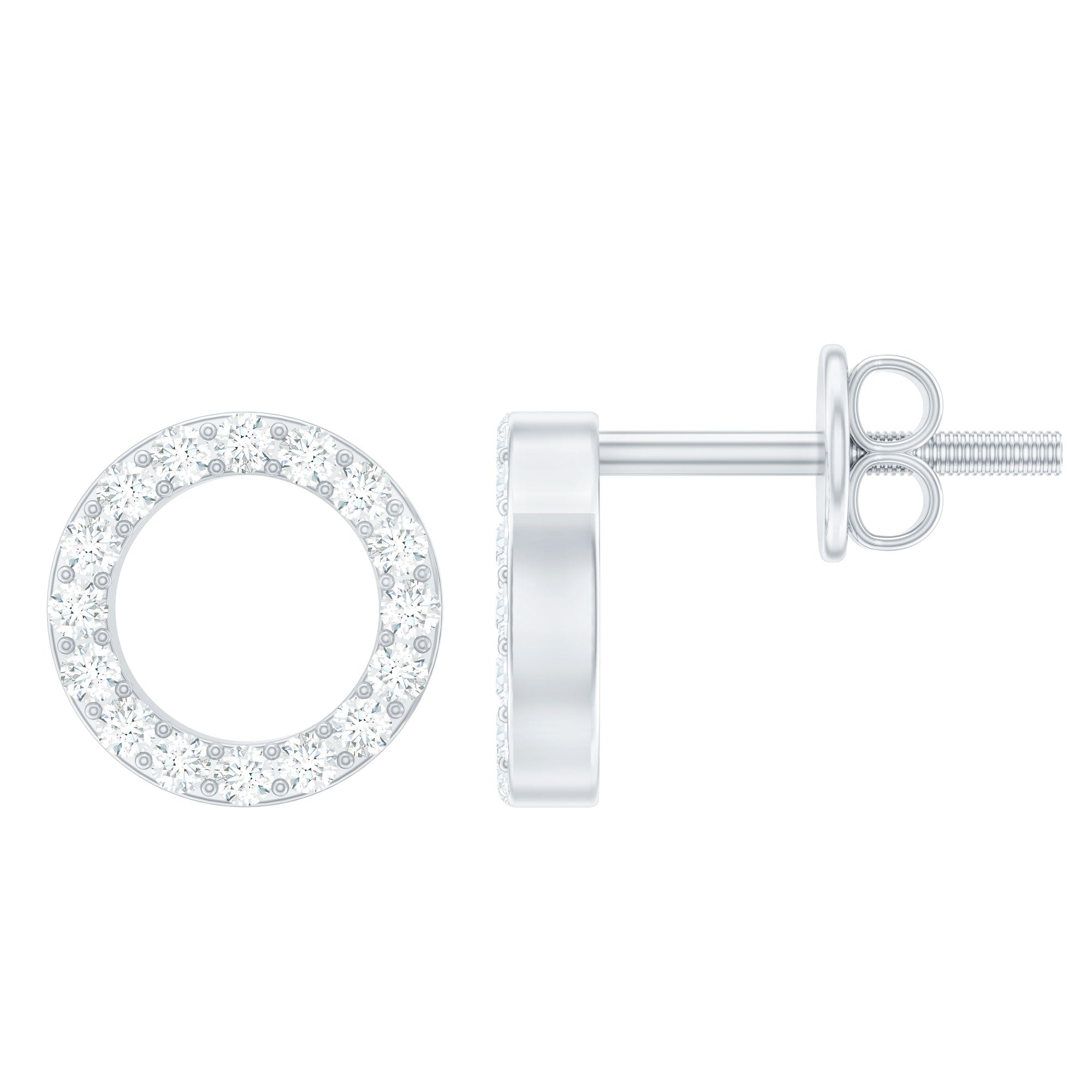 Boucles d'oreilles à tige d'éternité en véritable moissanite de coupe ronde en or