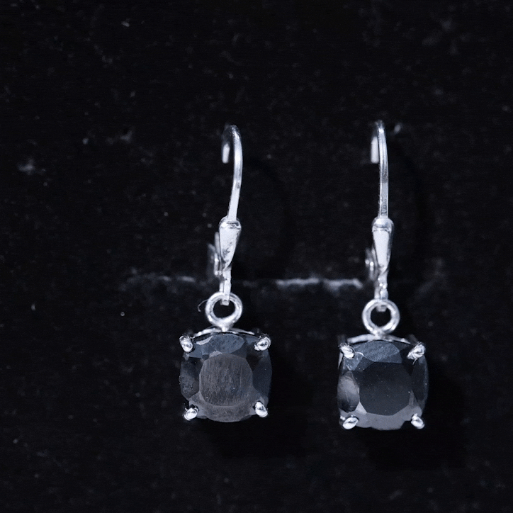 Black Onyx Solitaire Drop Lever Back Earrings AAA - Rosec Jewels