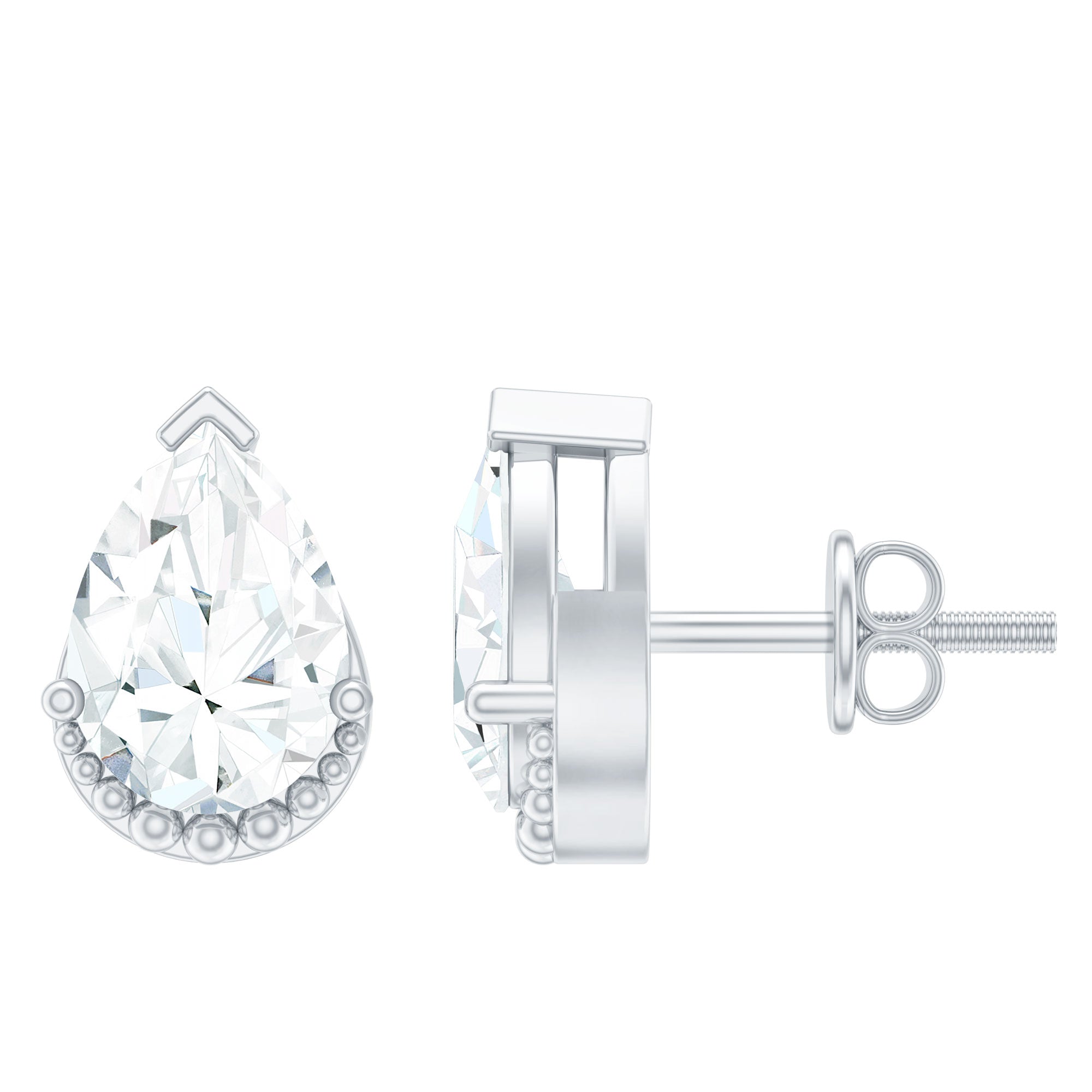 Certified 5X7 MM Pear Shaped Moissanite Stud Earrings