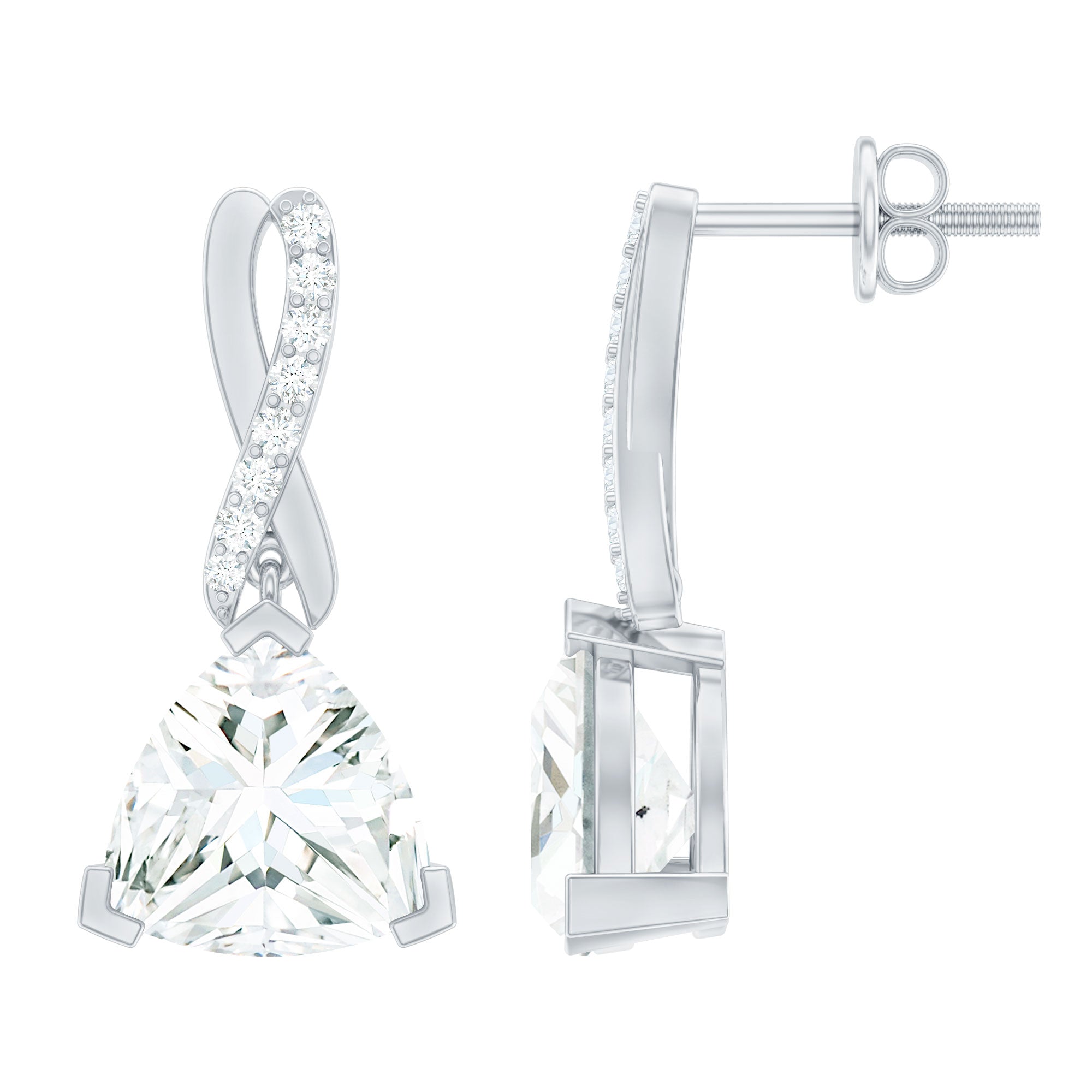 Certified 8MM Trilliant Cut Moissanite Infinity Drop Earrings