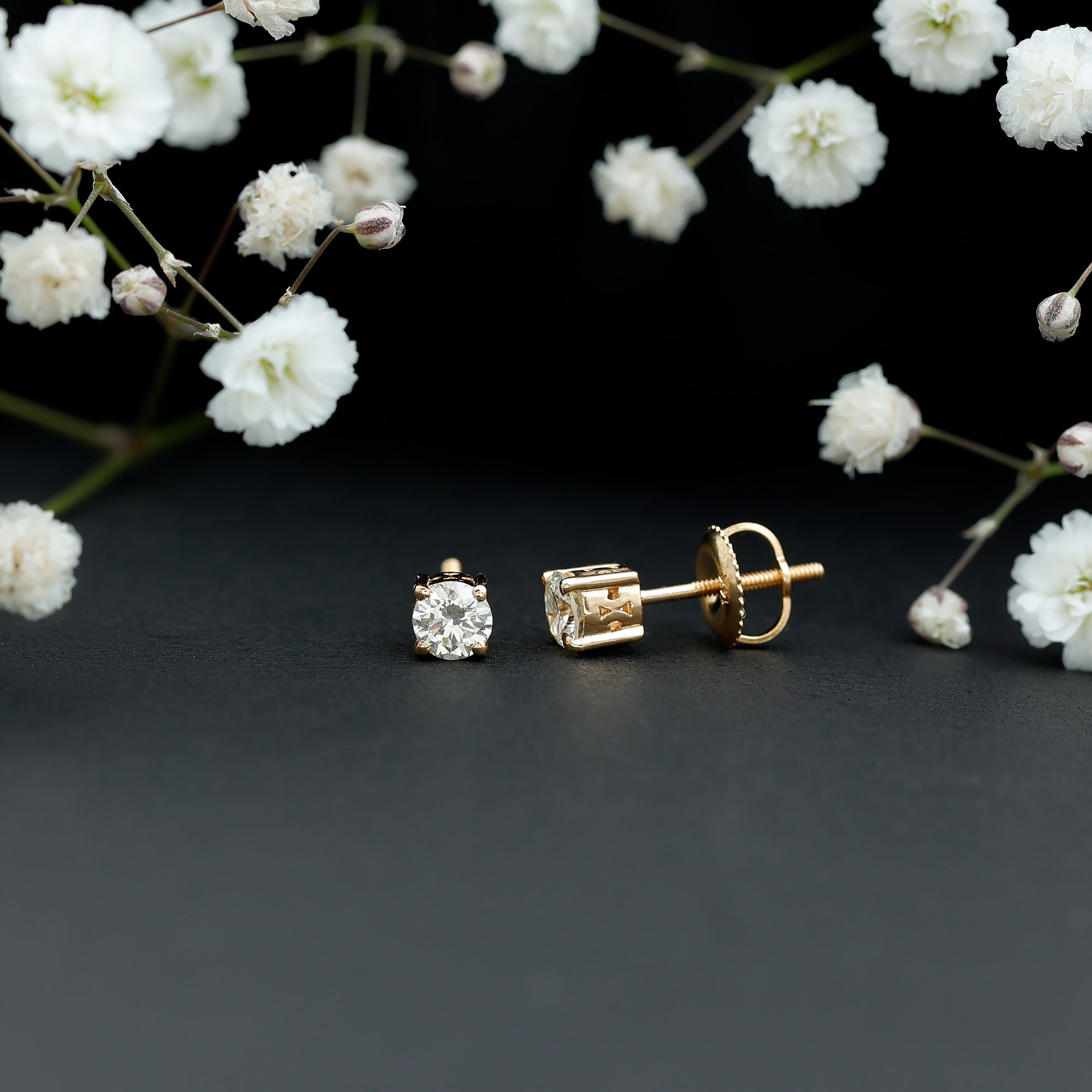 Brilliant Cut Diamond Solitaire Stud Earrings in Prong Setting Lab - ( EF-VS ) - Rosec Jewels