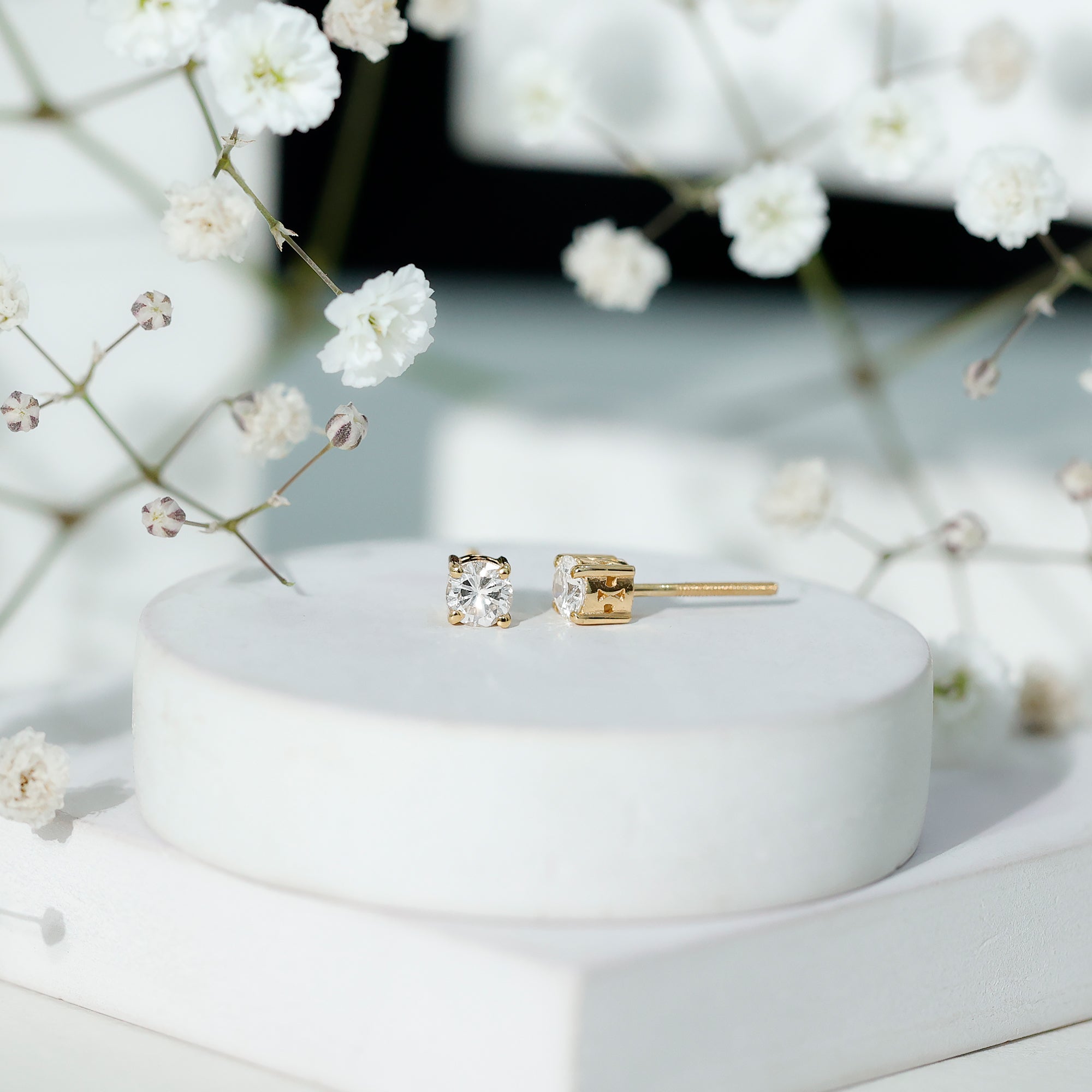 Rosec Jewels-4X4 MM Round Cut Diamond Solitaire Stud Earrings in 4 Prong Setting for Women