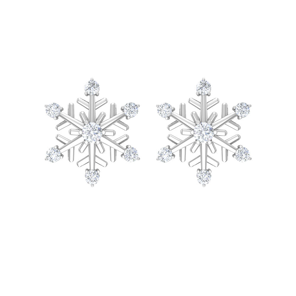 Rosec Jewels-Round Diamond Snowflake Stud Earrings