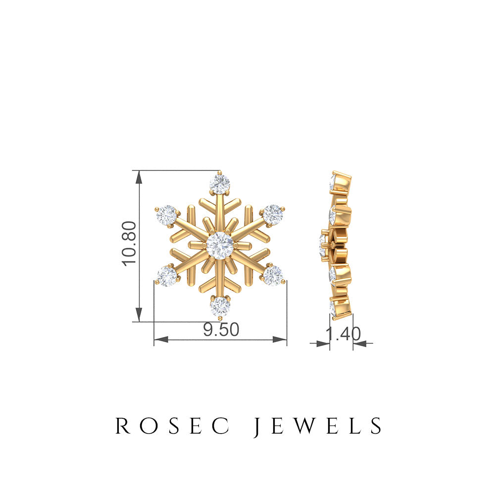 Diamond Snowflake Christmas Earrings Lab - ( EF-VS ) - Rosec Jewels