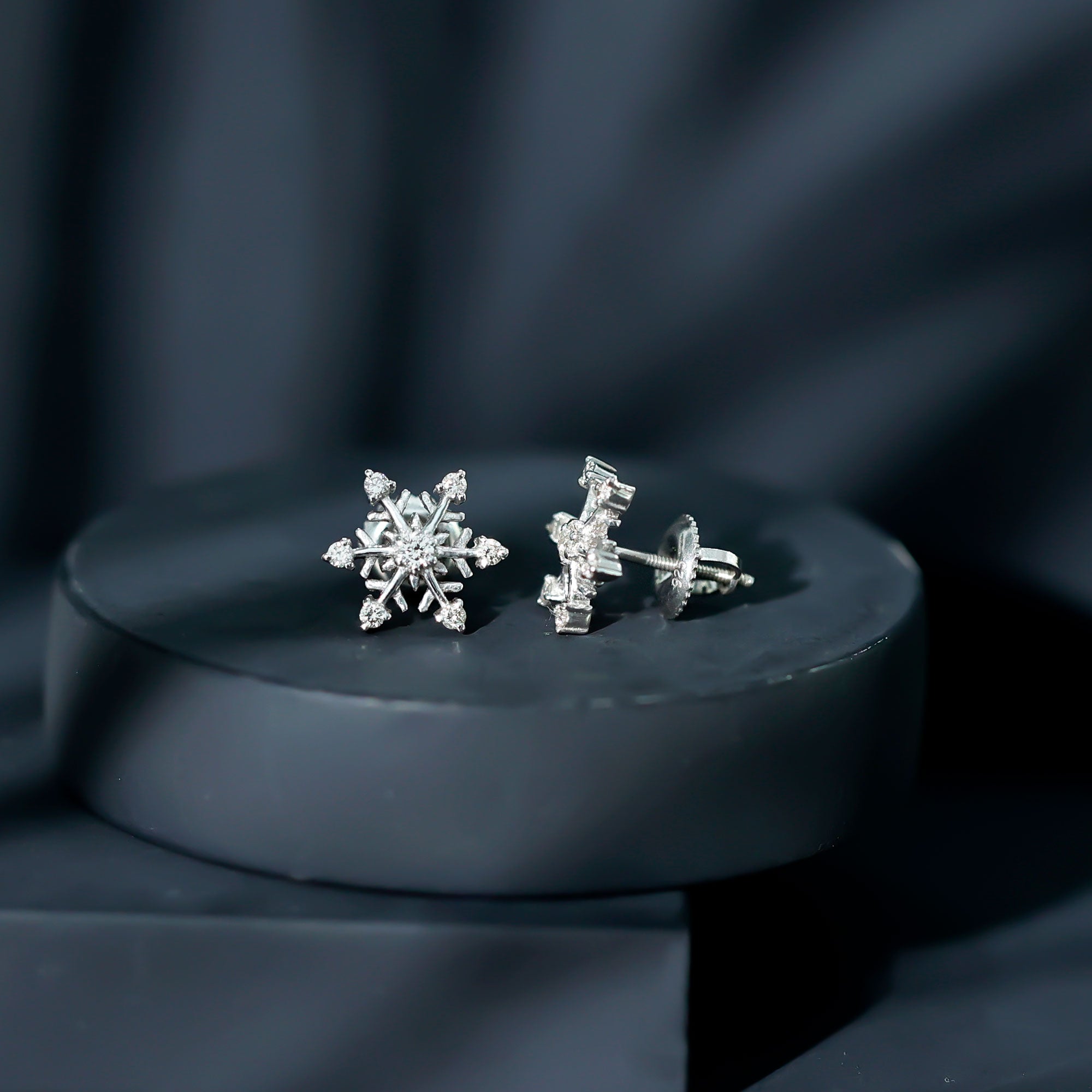 Diamond Snowflake Christmas Earrings Lab - ( EF-VS ) - Rosec Jewels