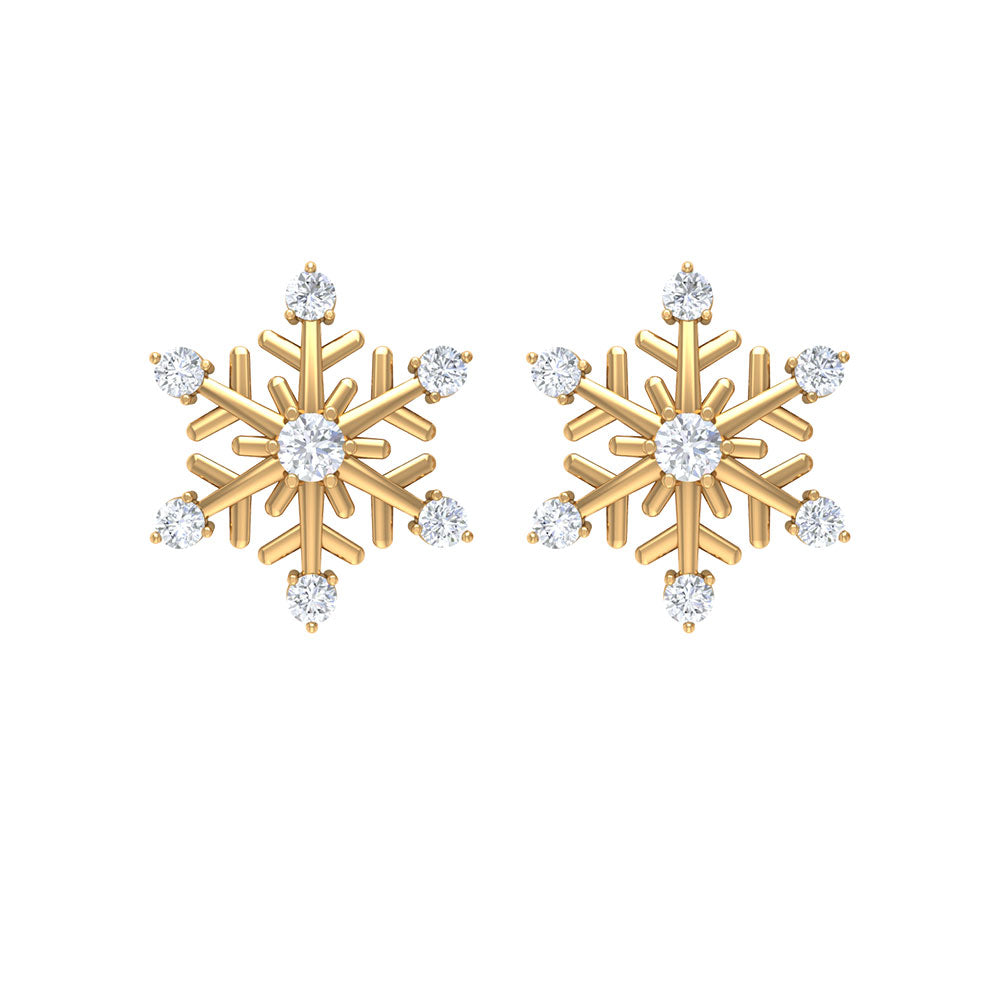 Diamond Snowflake Christmas Earrings Lab - ( EF-VS ) - Rosec Jewels