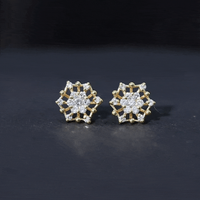 Diamond Cluster Stud Earrings Lab - ( EF-VS ) - Rosec Jewels